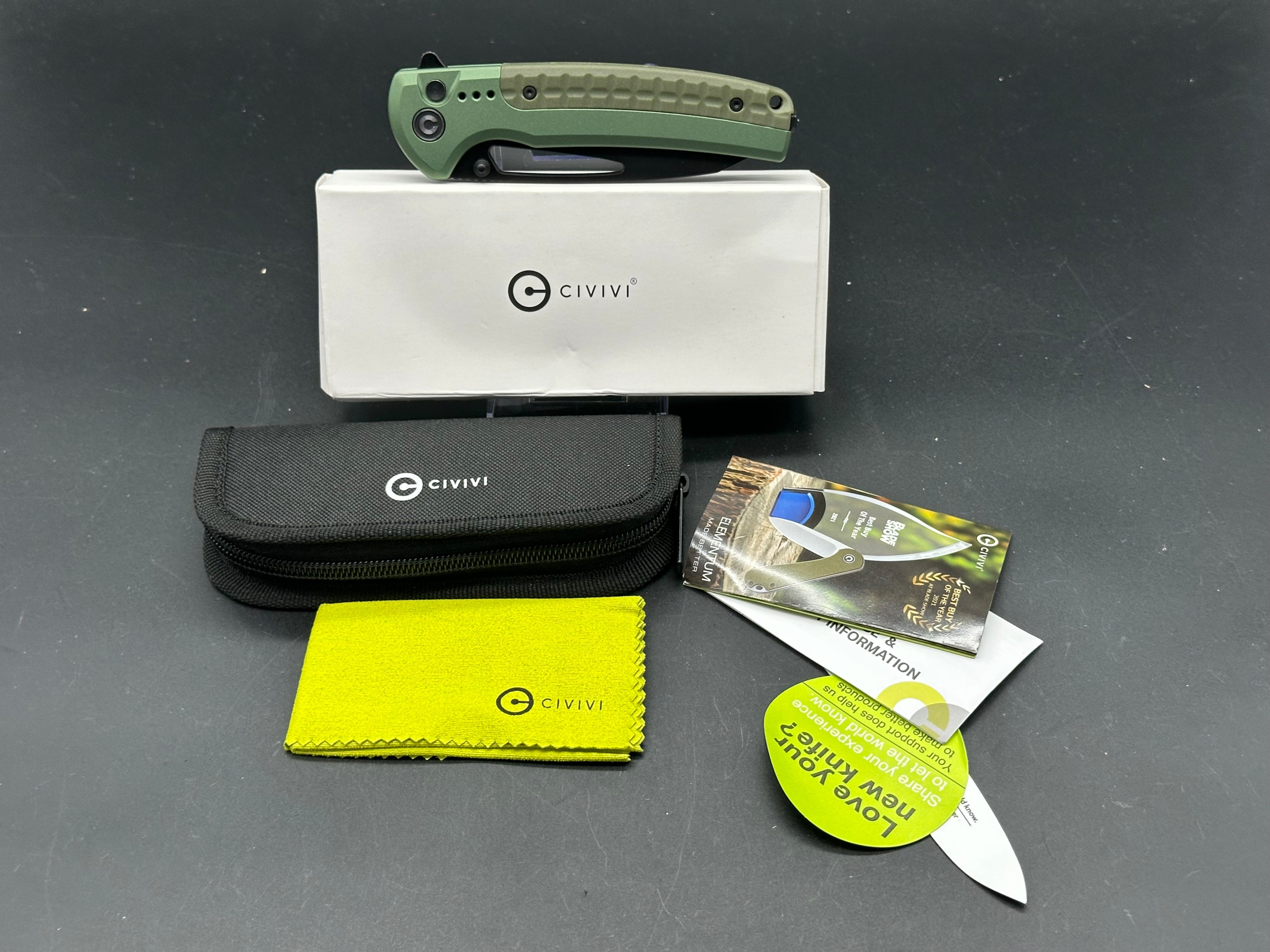 CIVIVI SENTINEL STRIKE FOLDING KNIFE GREEN ALUMINUM/BLACK HANDLE