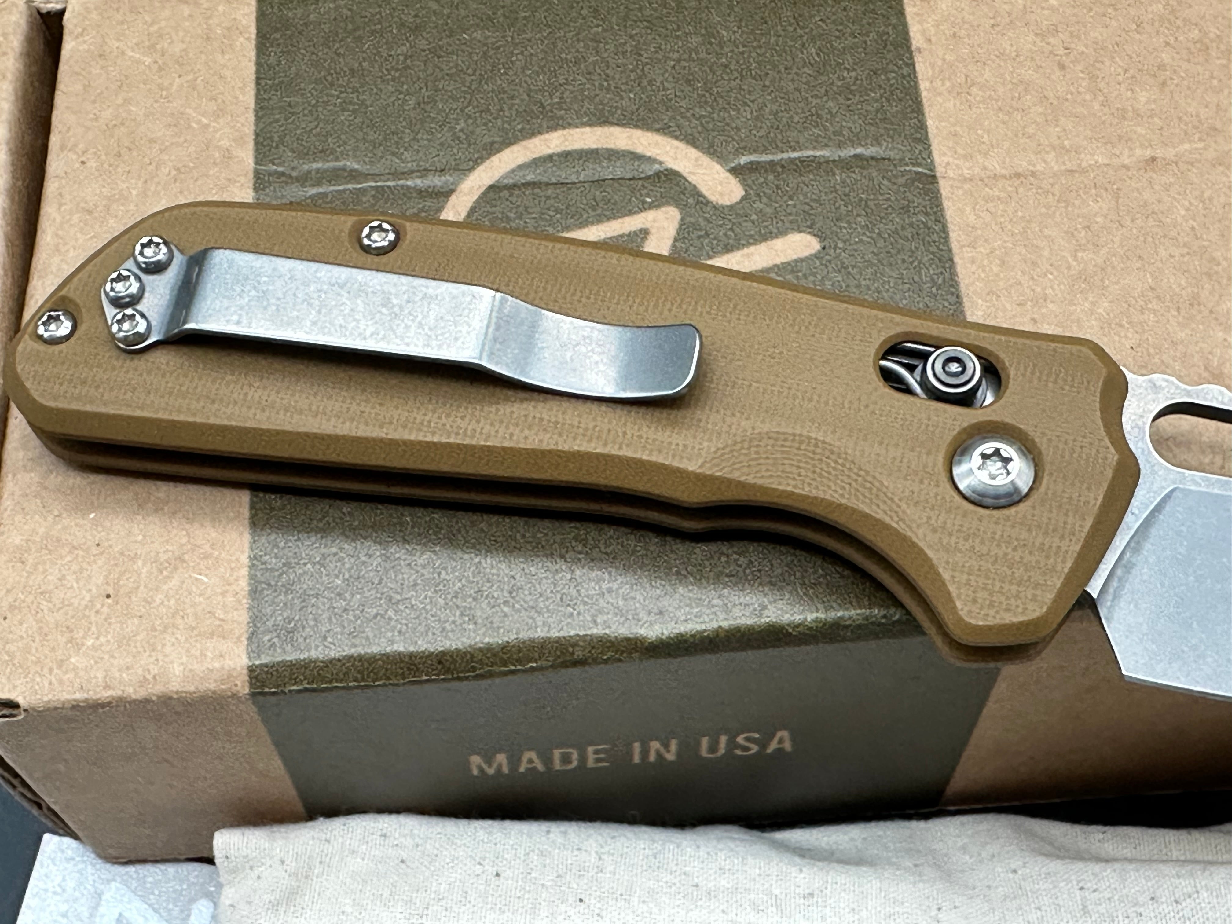 Schwarz Enduro, 3.3" MagnaCut Stonewash Drop Point Blade with Coyote G10 Scales