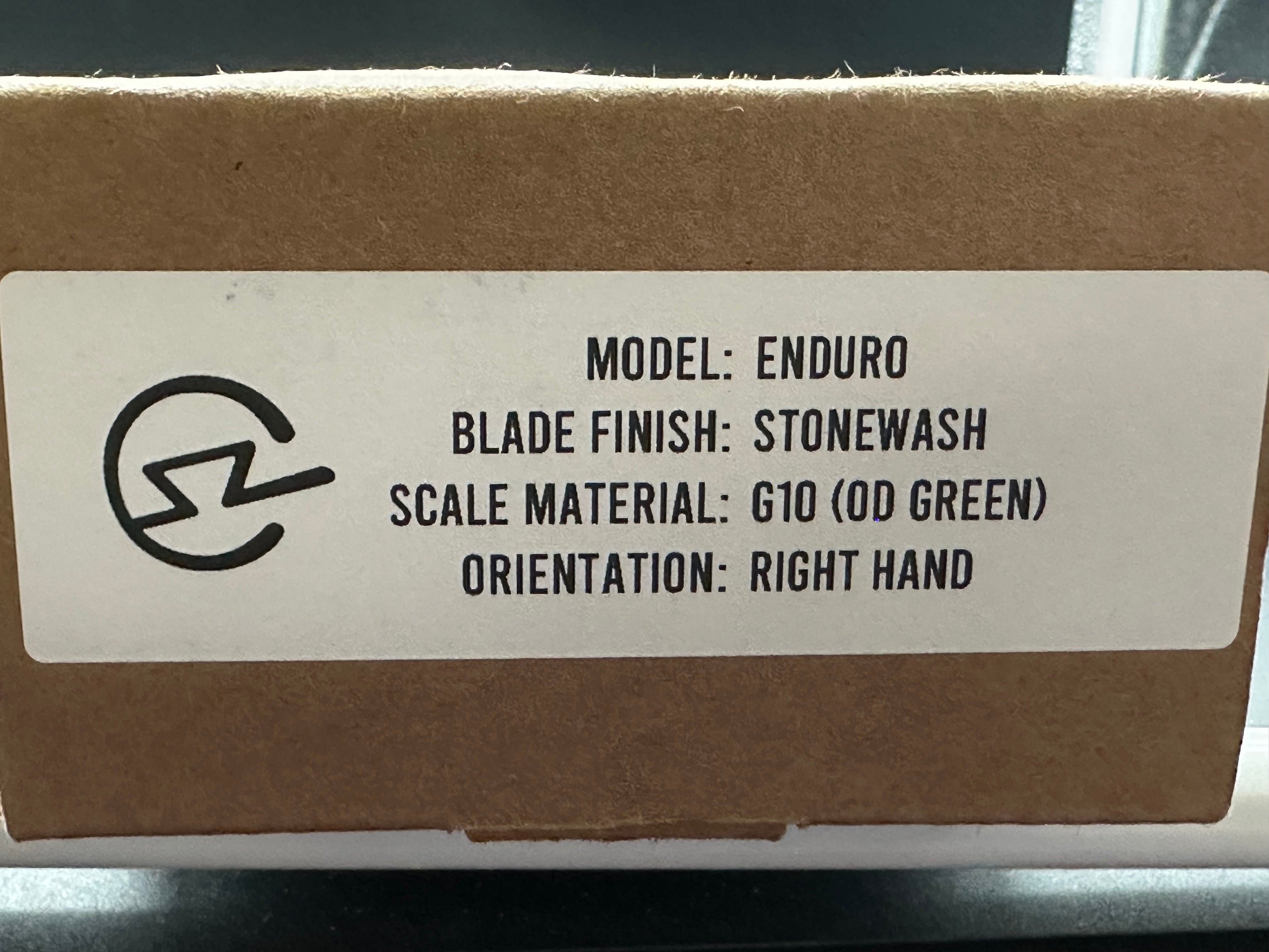 Schwarz Enduro, 3.3" MagnaCut Stonewash Drop Point Blade with OD Green G10 Scales