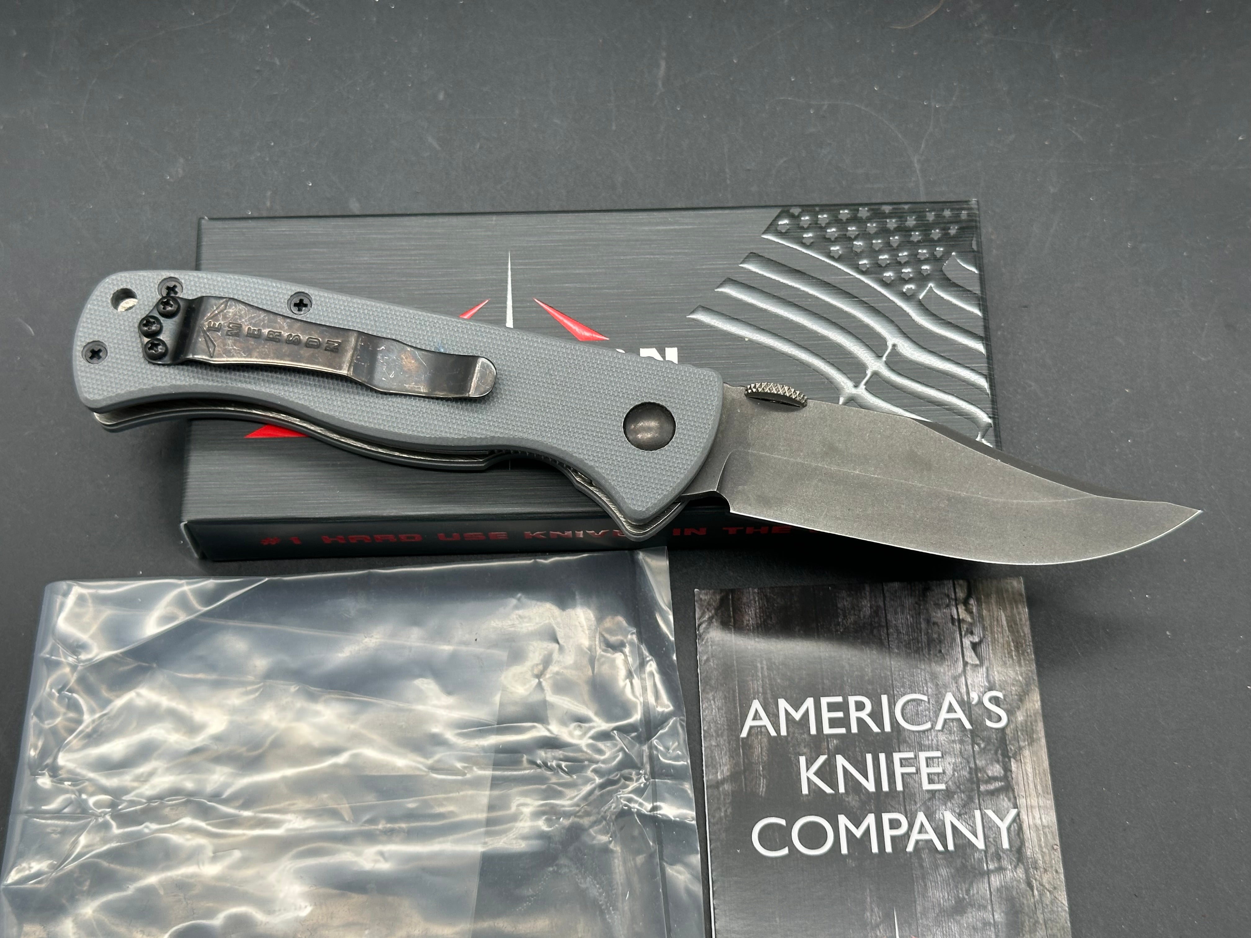 Emerson EX-100 Bowie w/Thunderstorm finish Gray G10 scales 154CM