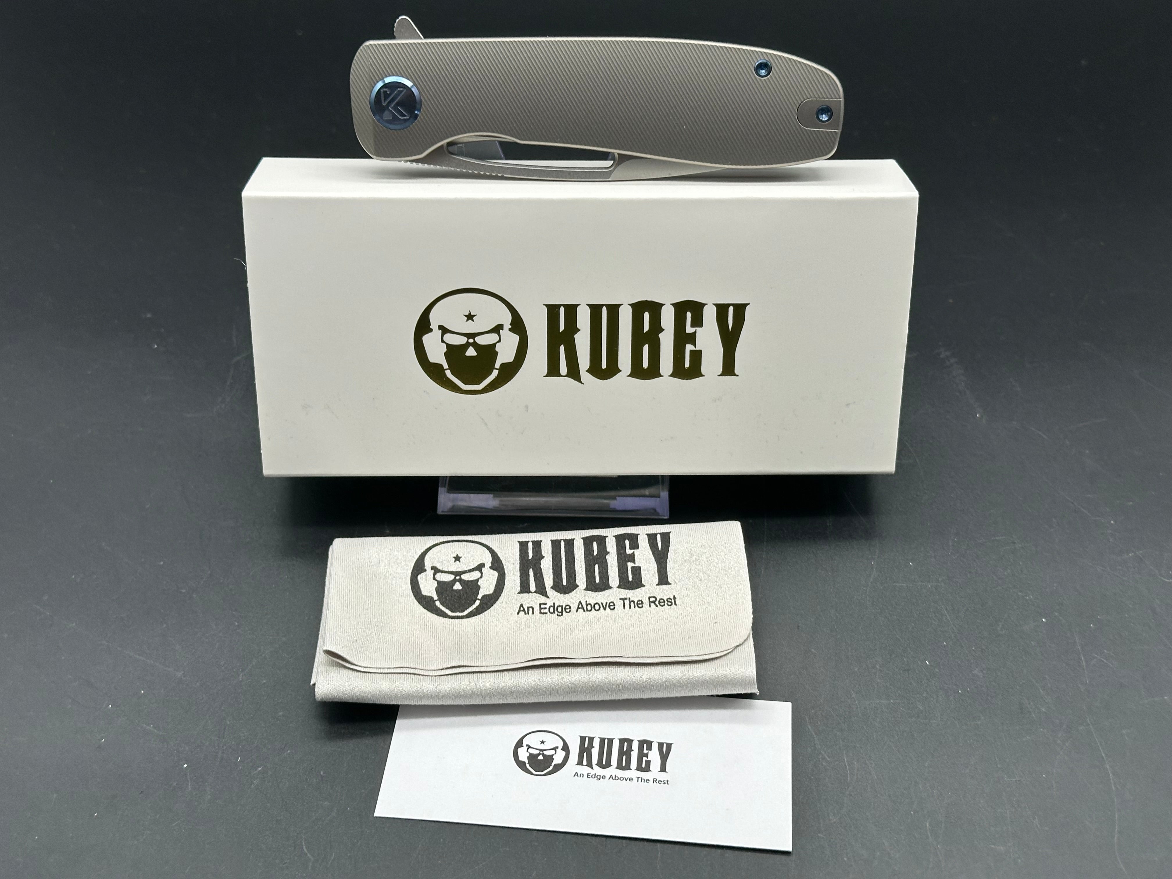 KUBEY SUPERCELL GREY TITANIUM HANDLE 14C28N PLAIN EDGE
