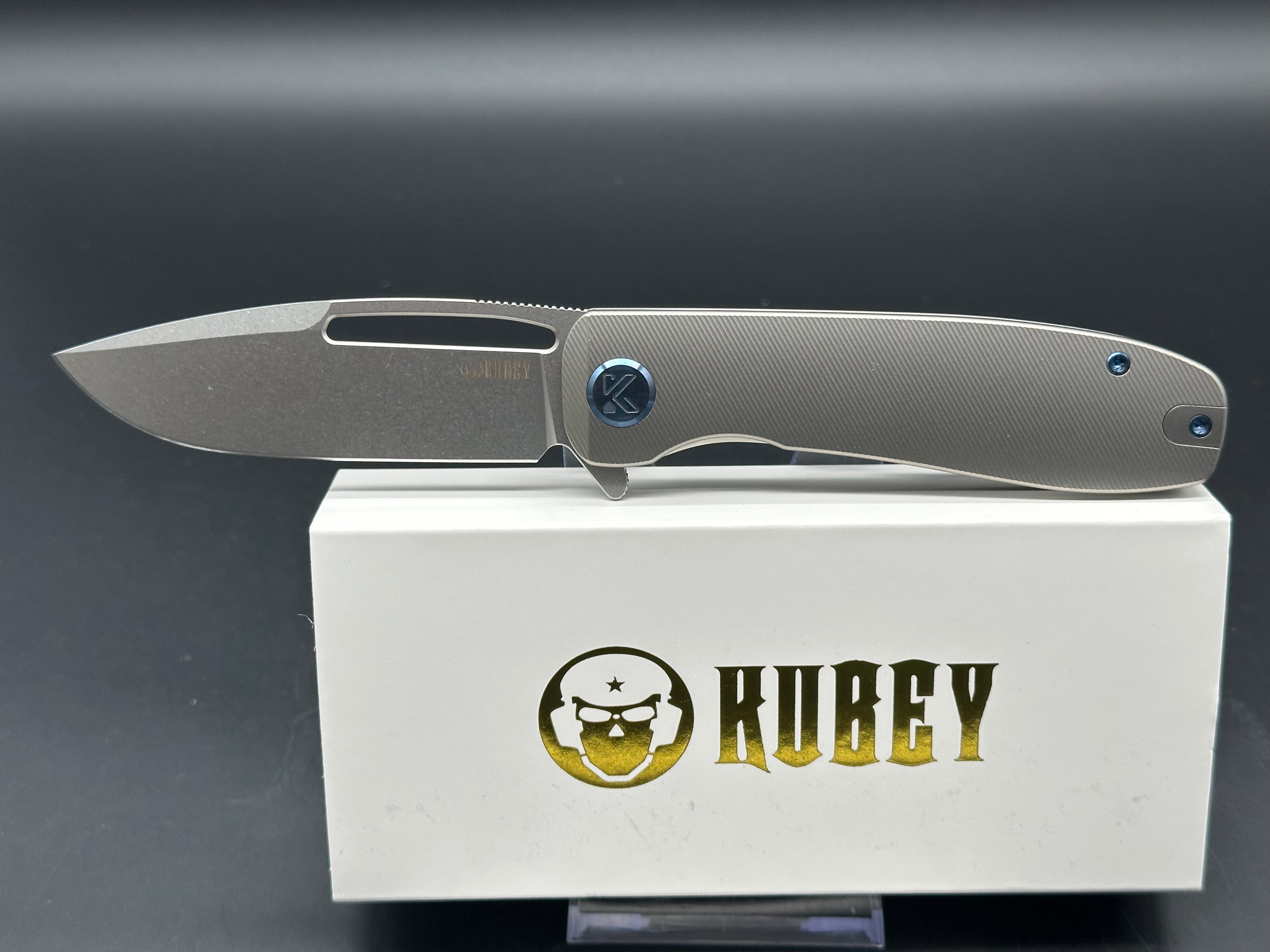 KUBEY SUPERCELL GREY TITANIUM HANDLE 14C28N PLAIN EDGE