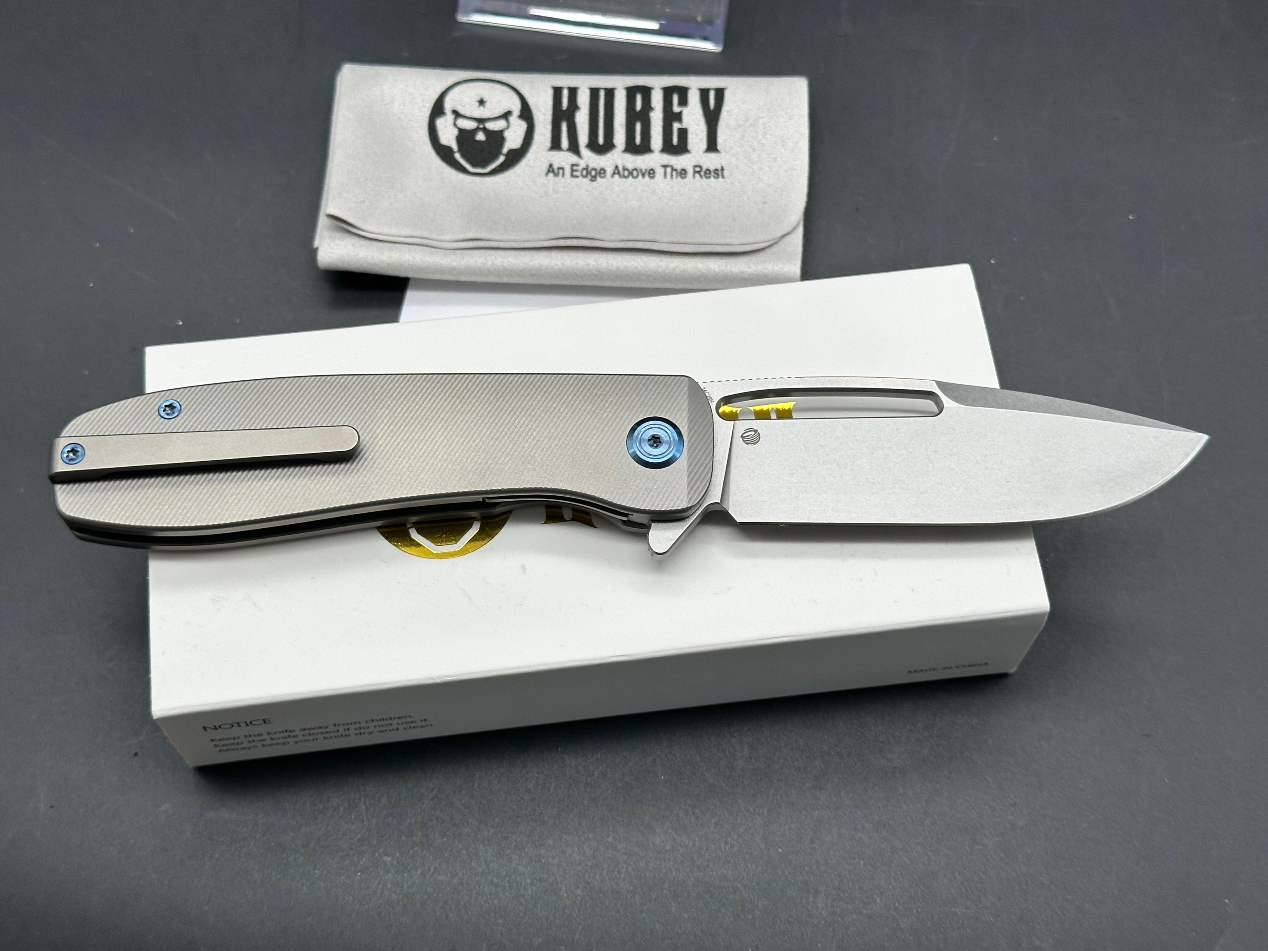 KUBEY SUPERCELL GREY TITANIUM HANDLE 14C28N PLAIN EDGE