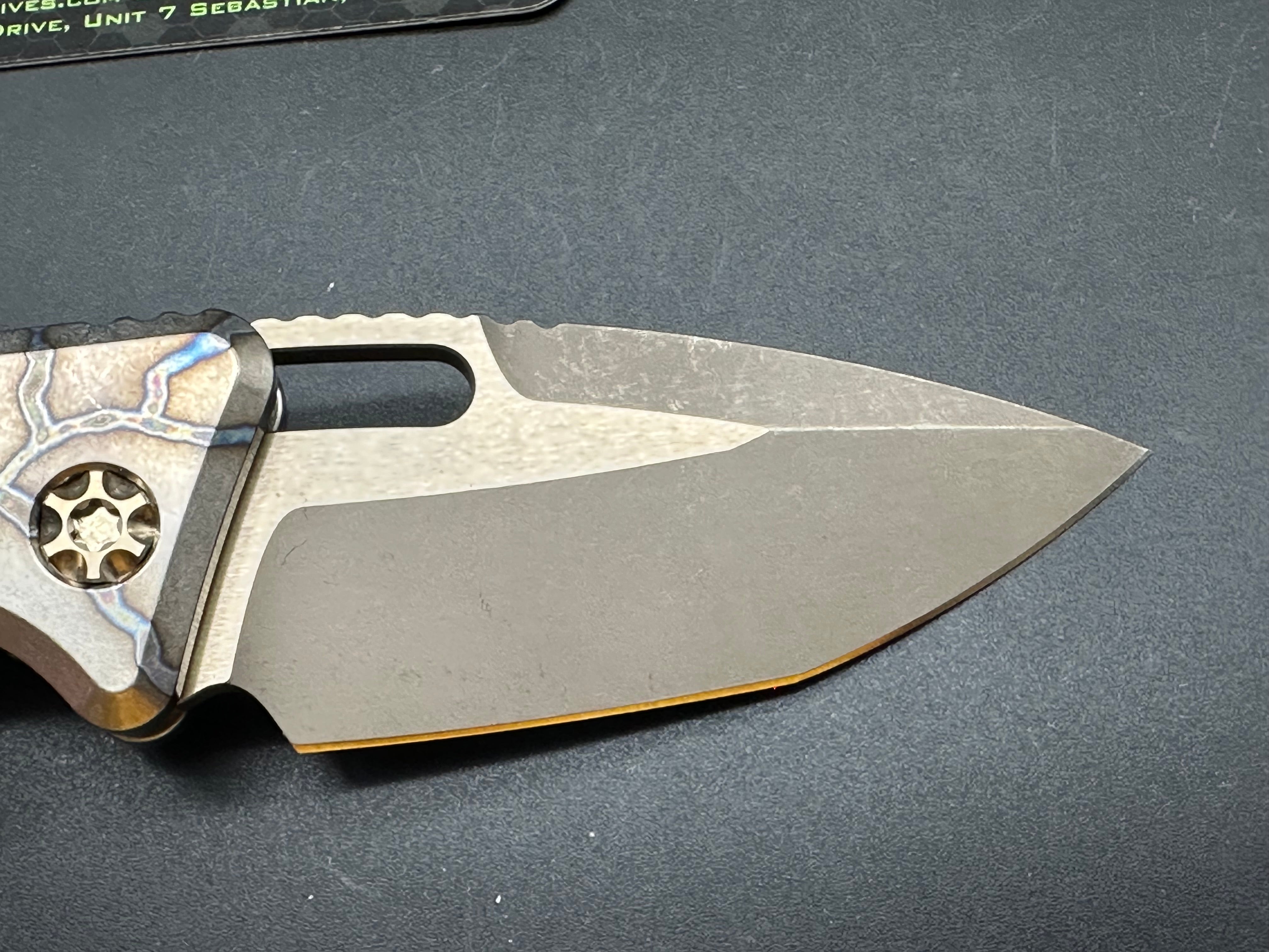 Heretic Medusa Battleworn Bronze Tanto, Flamed Titanium (3" Bronze)