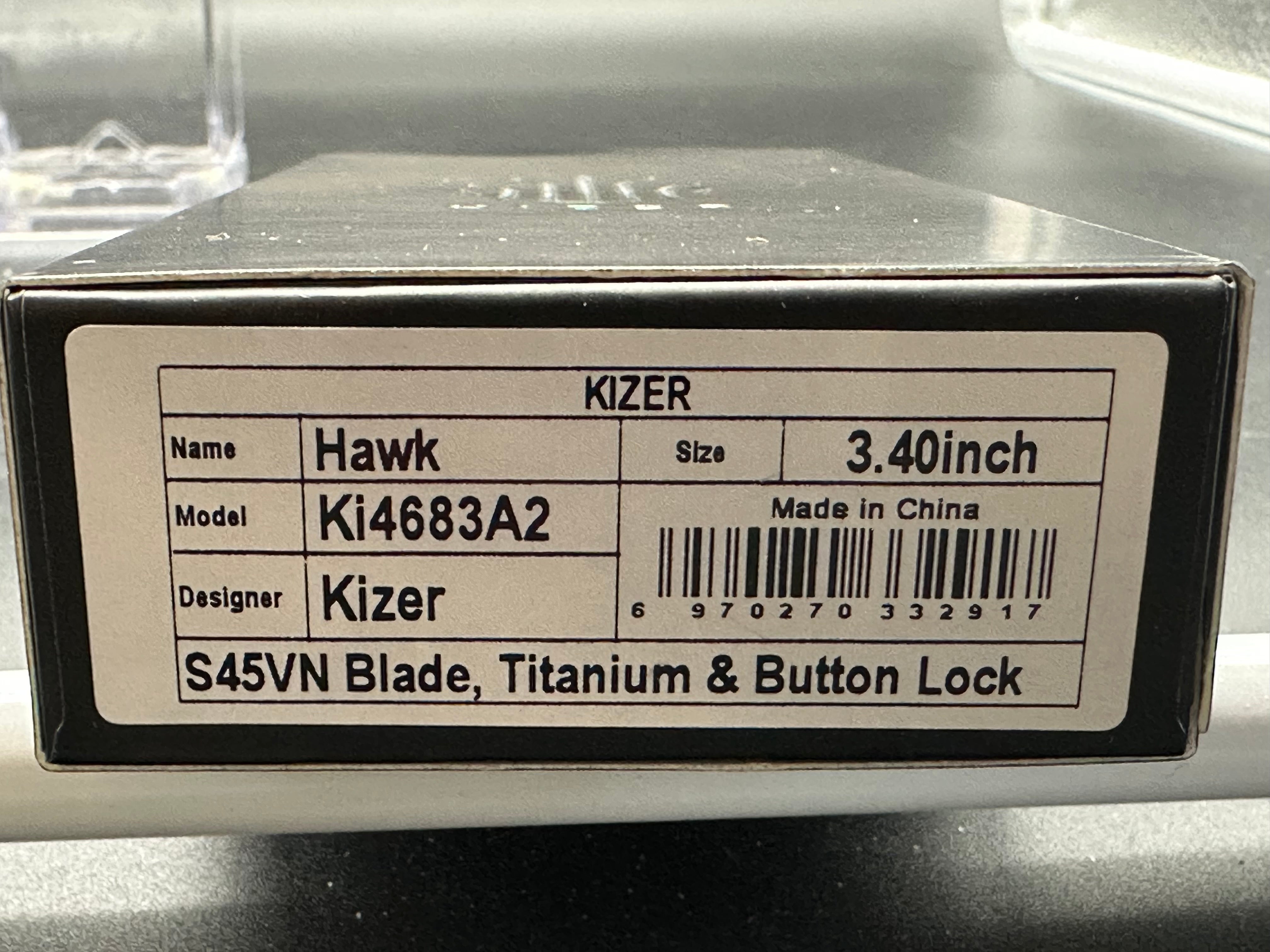 KIZER HAWK LINER LOCK FOLDING KNIFE TITANIUM HANDLE S45VN