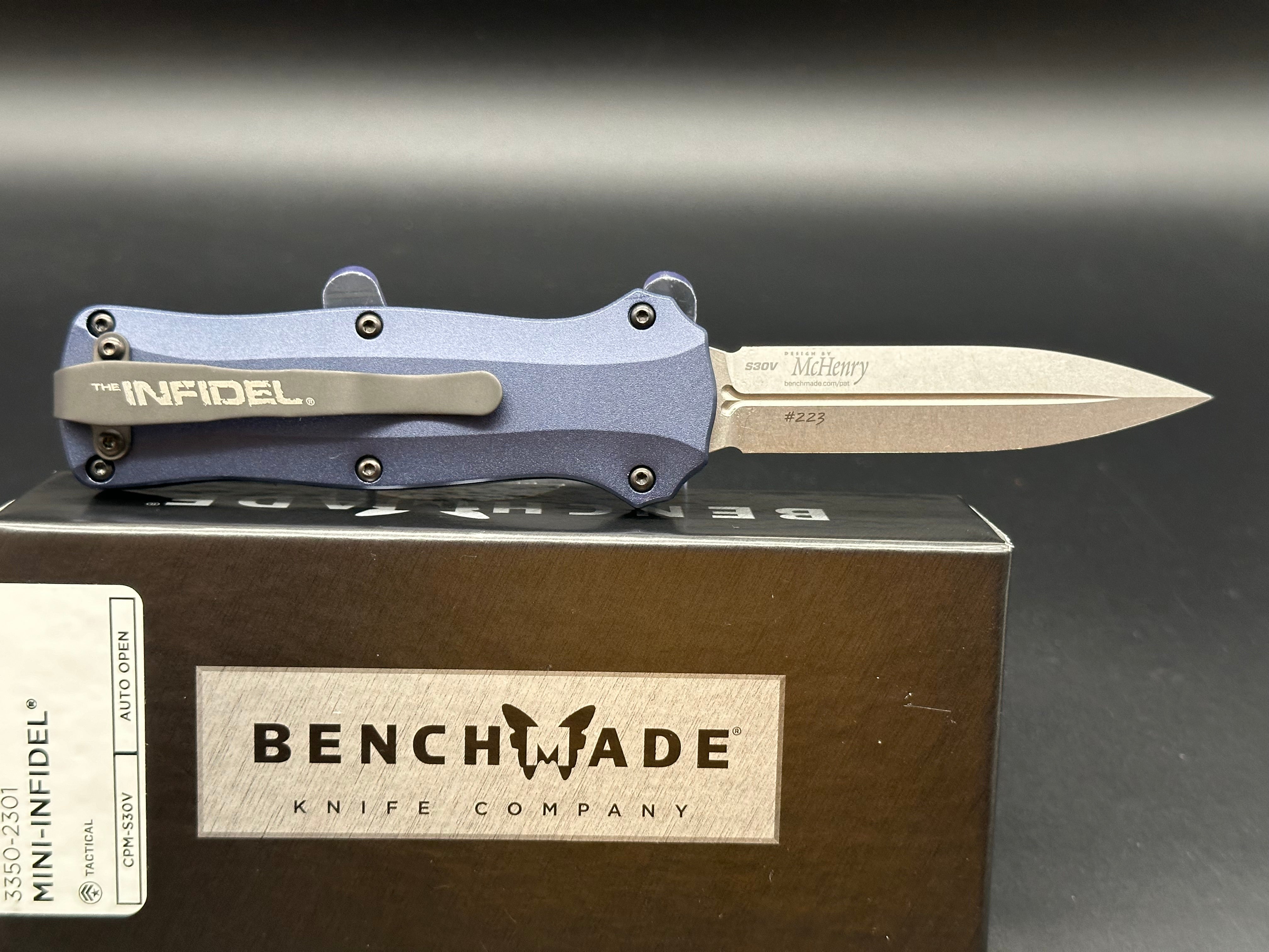 Benchmade Limited Edition Mini Infidel OTF Knife Crater Blue (3.1" SW S30V)