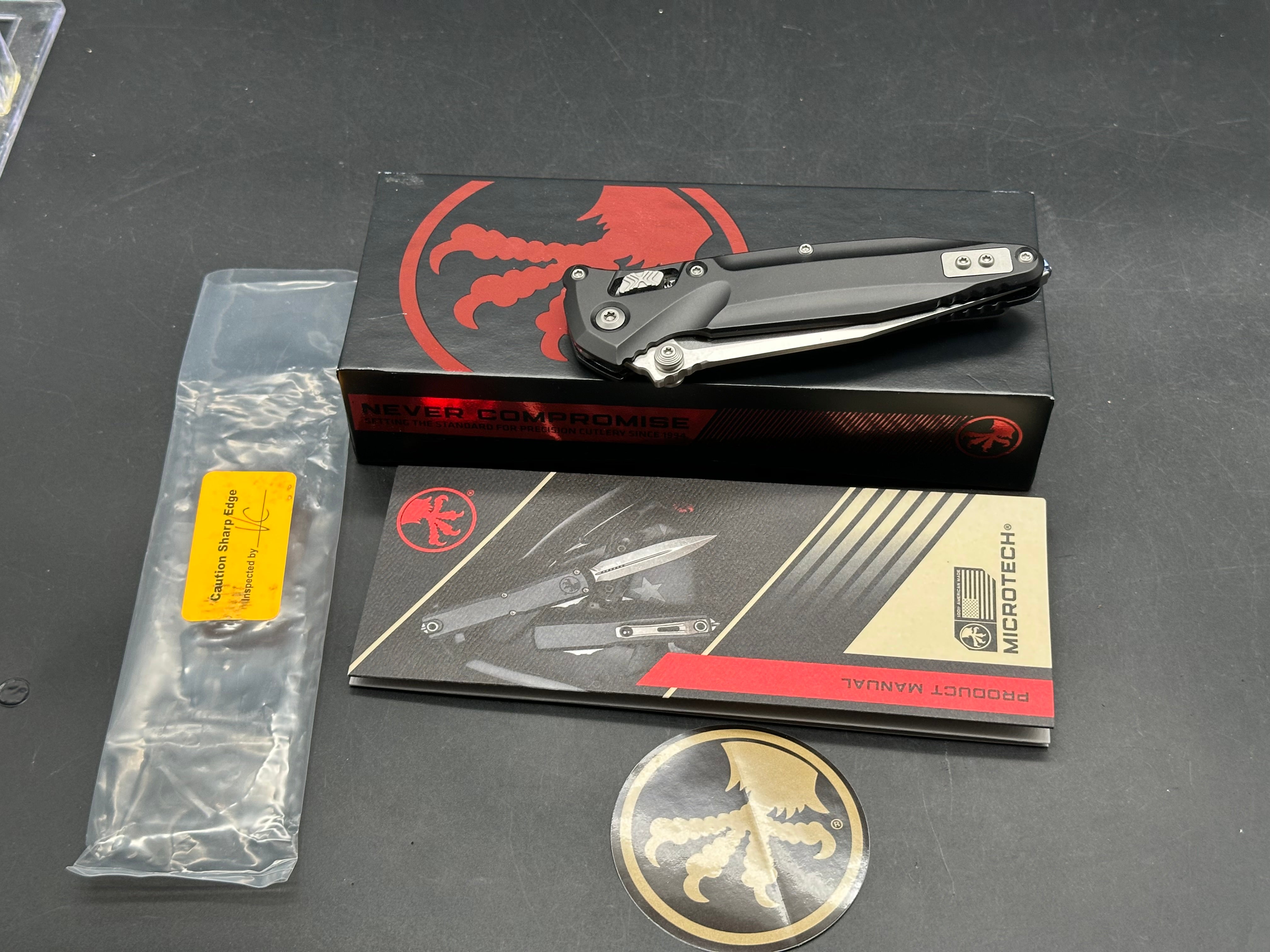 Microtech Socom Delta RAM-LOK S/E Stonewash standard with black Aluminum handle