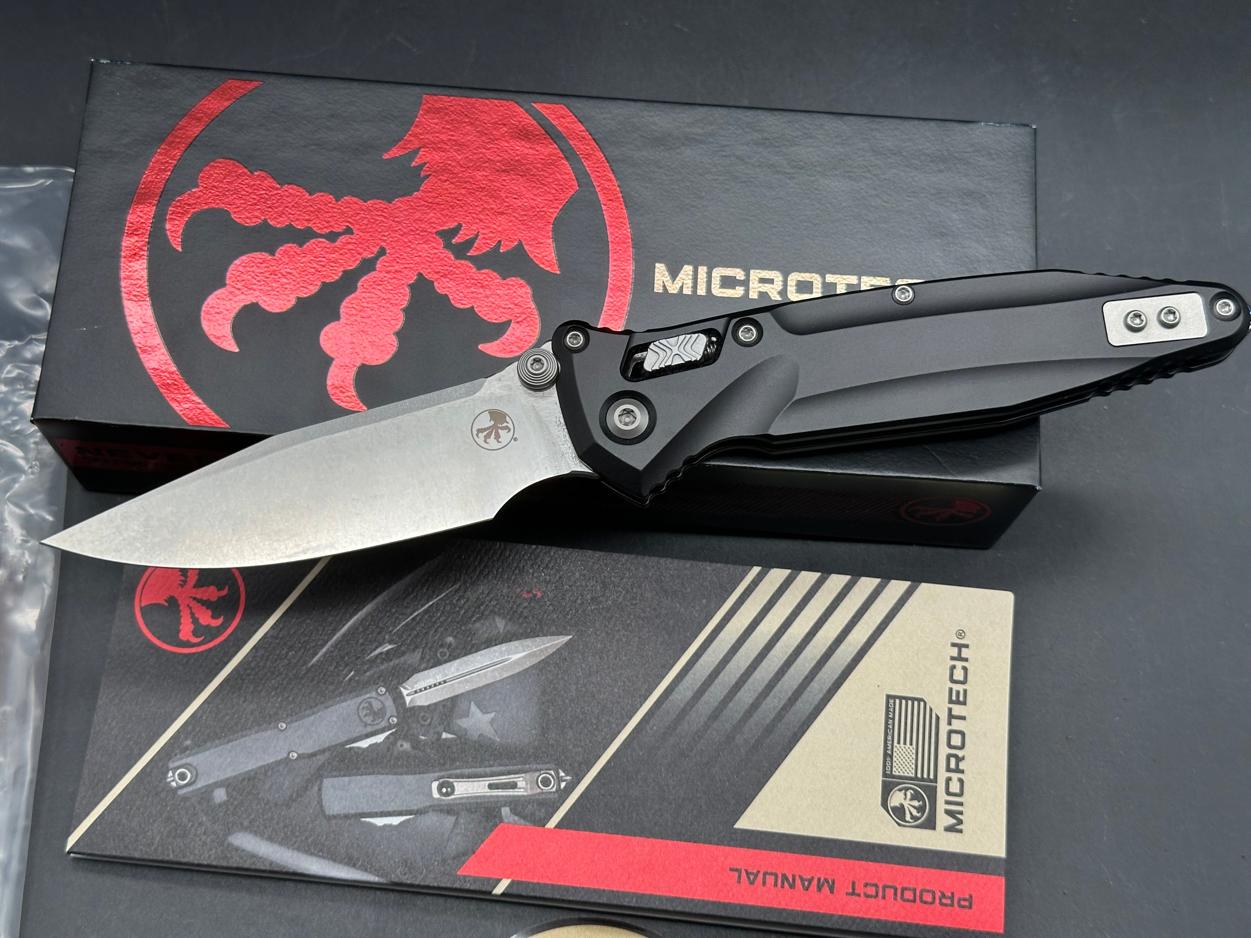 Microtech Socom Delta RAM-LOK S/E Stonewash standard with black Aluminum handle