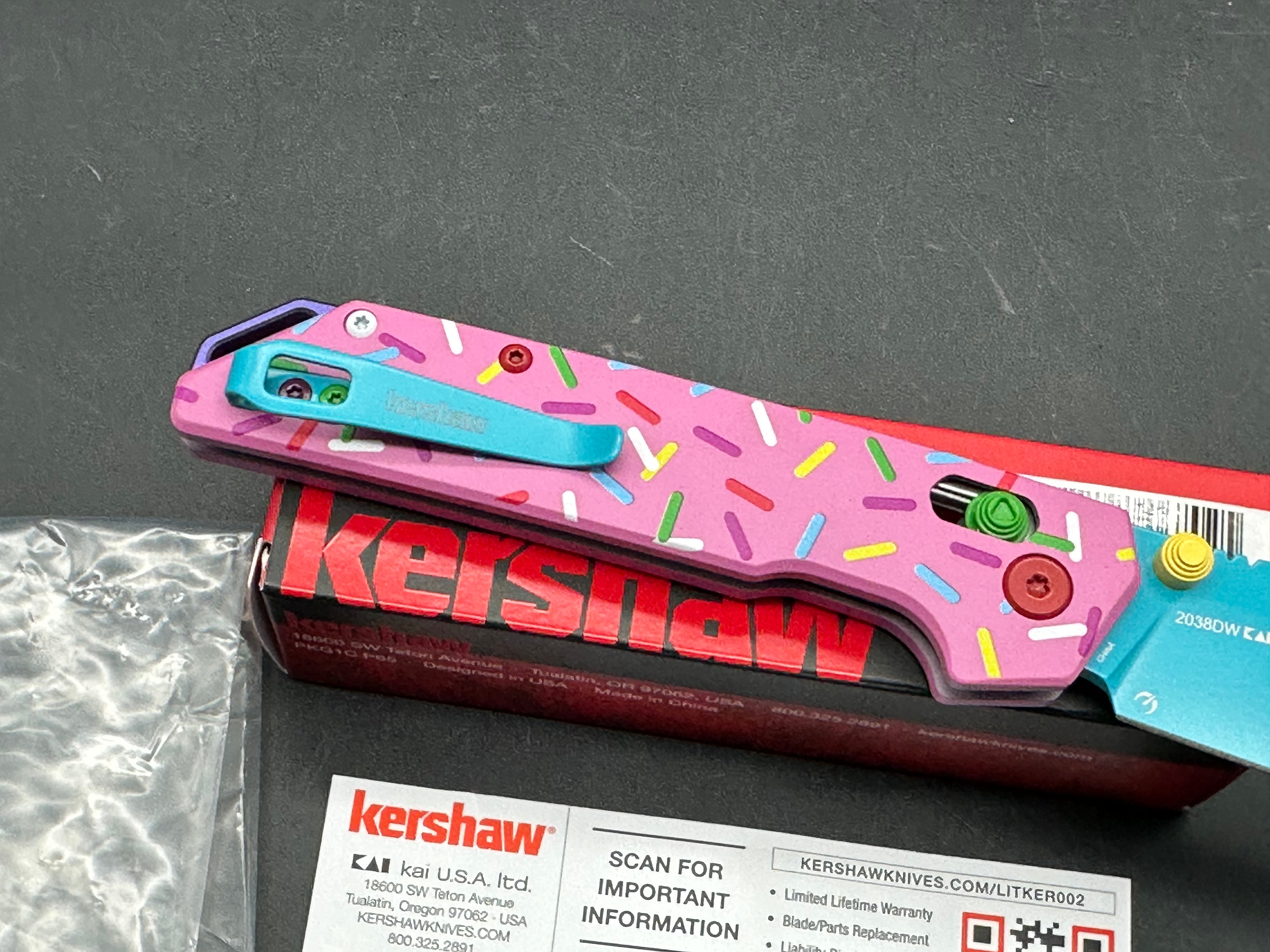Kershaw Iridium DuraLock Knife Dessert Warrior (3.5" Blue) Donut
