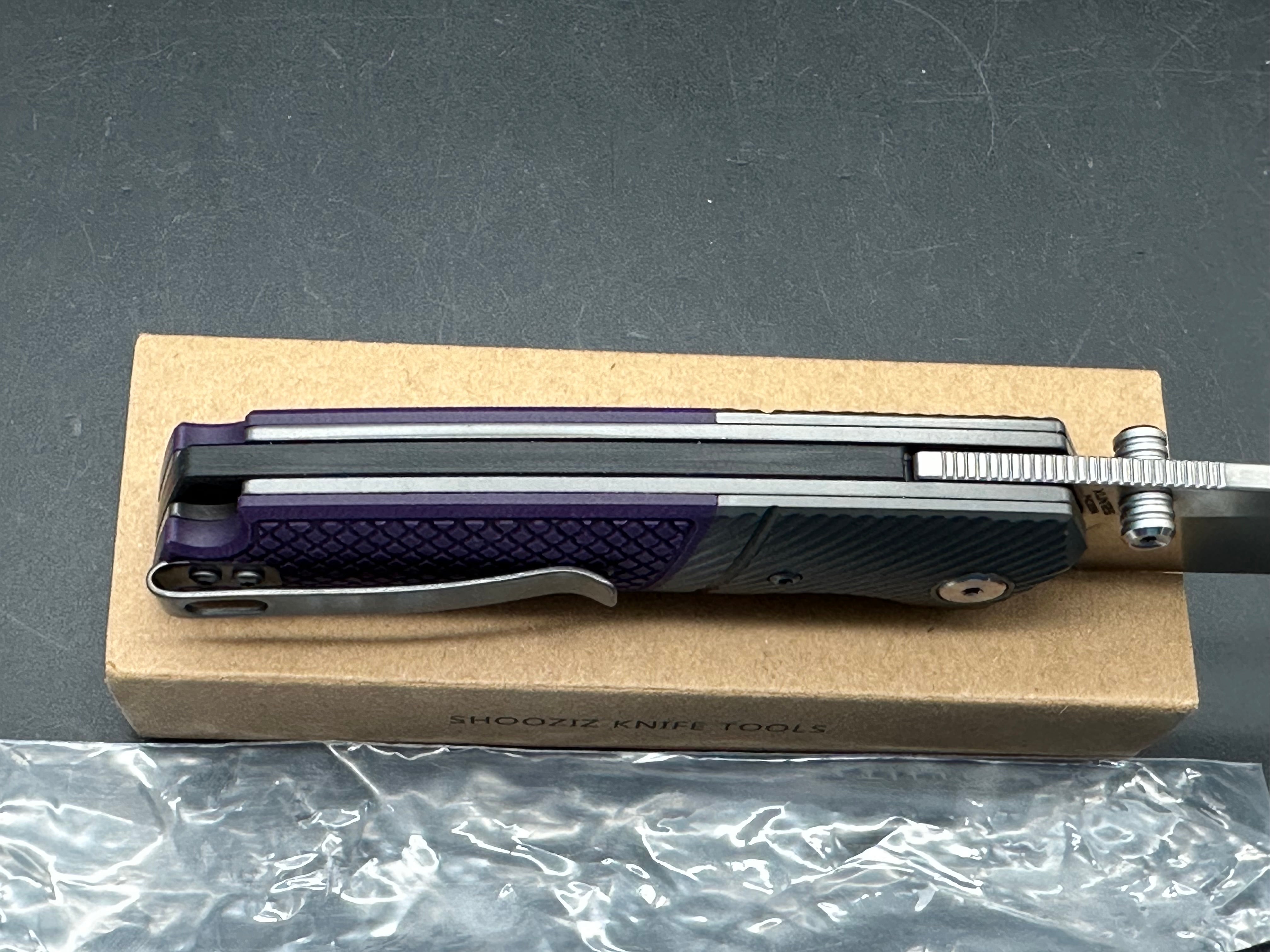 Shooziz XUN 125 folder purple G10 14C28N blade