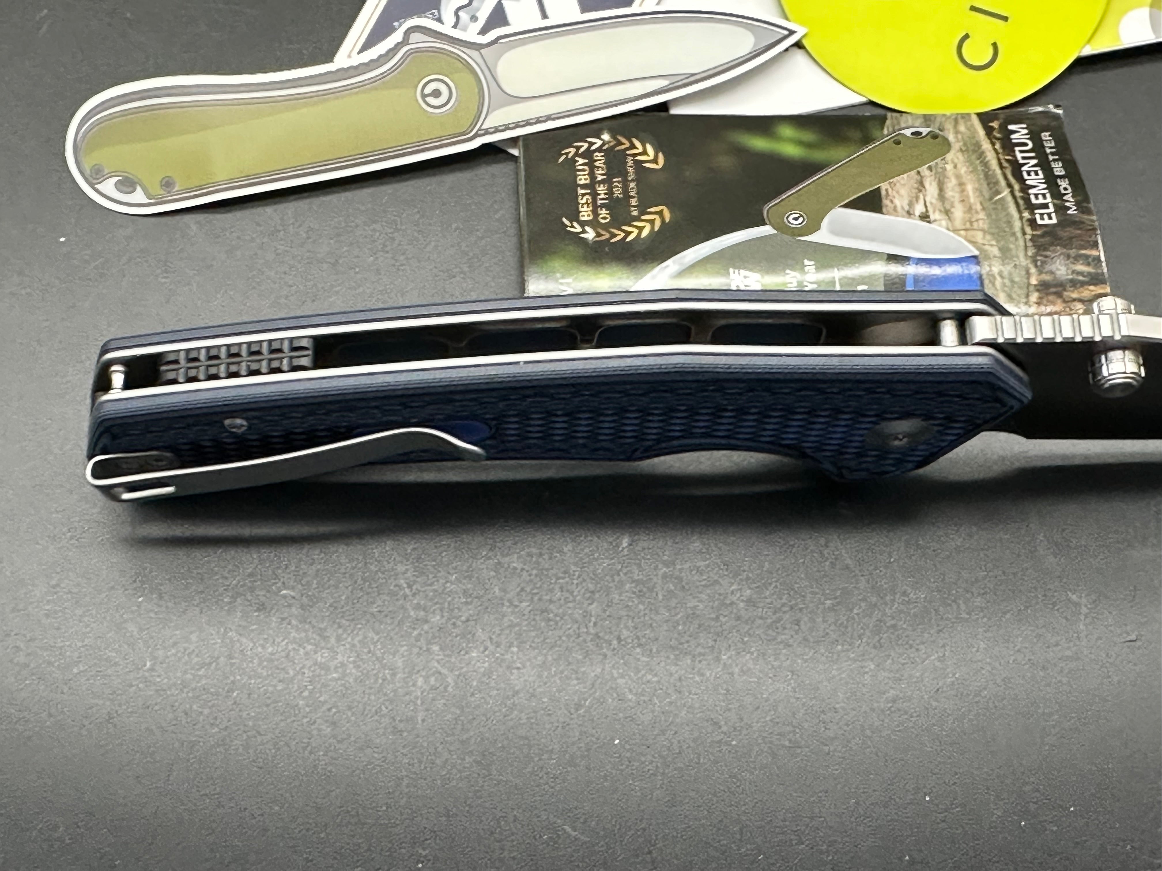 CIVIVI VEXILLUM FOLDING KNIFE BLUE/BLACK LAYERED G10 HANDLE NITRO-V CLIP POINT PLAIN EDGE