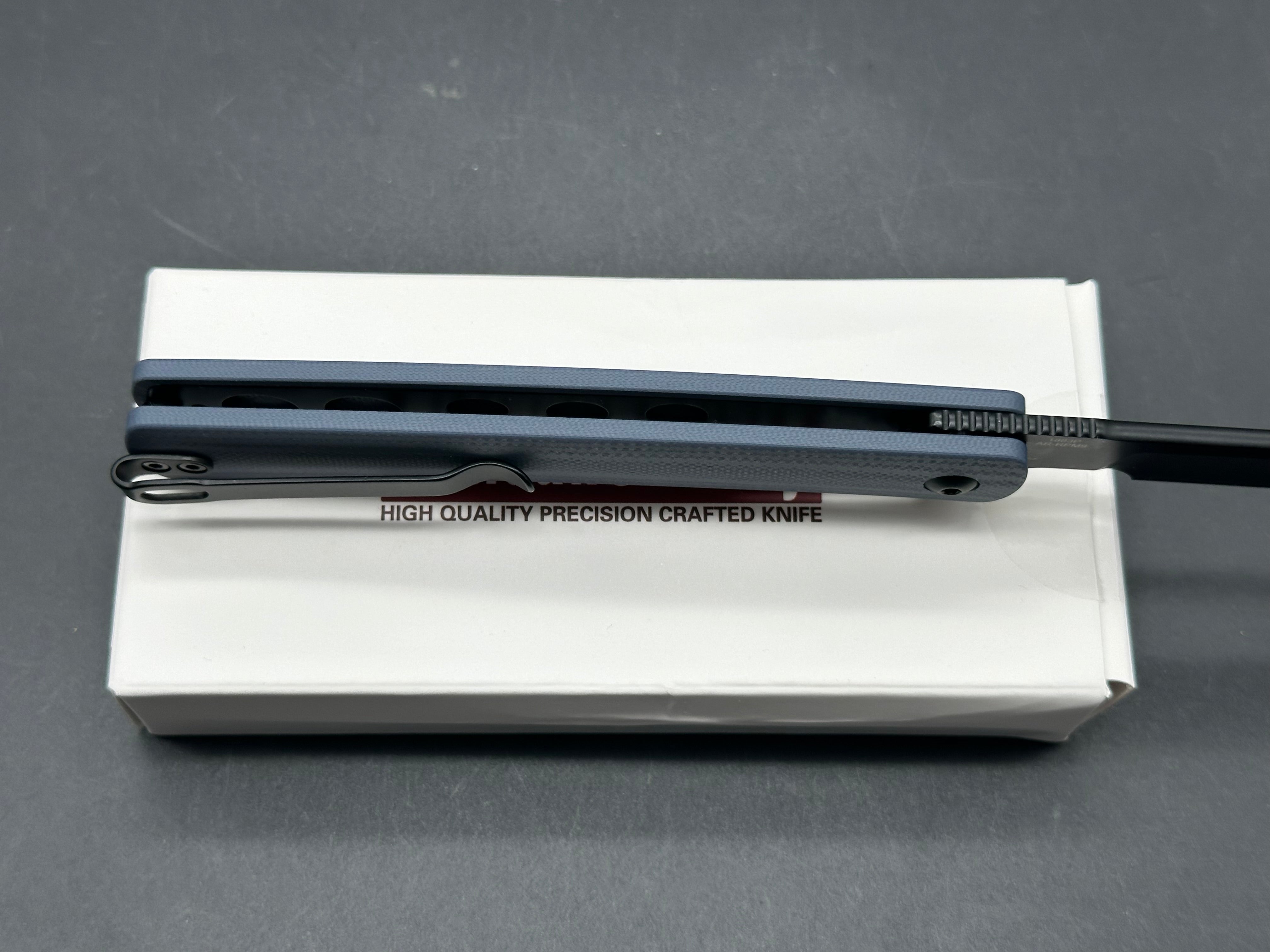 ARTISAN CUTLERY ORTHODOX V2 AR-RPM9 BLACK STEEL BLADE BLUE G10 HANDLE