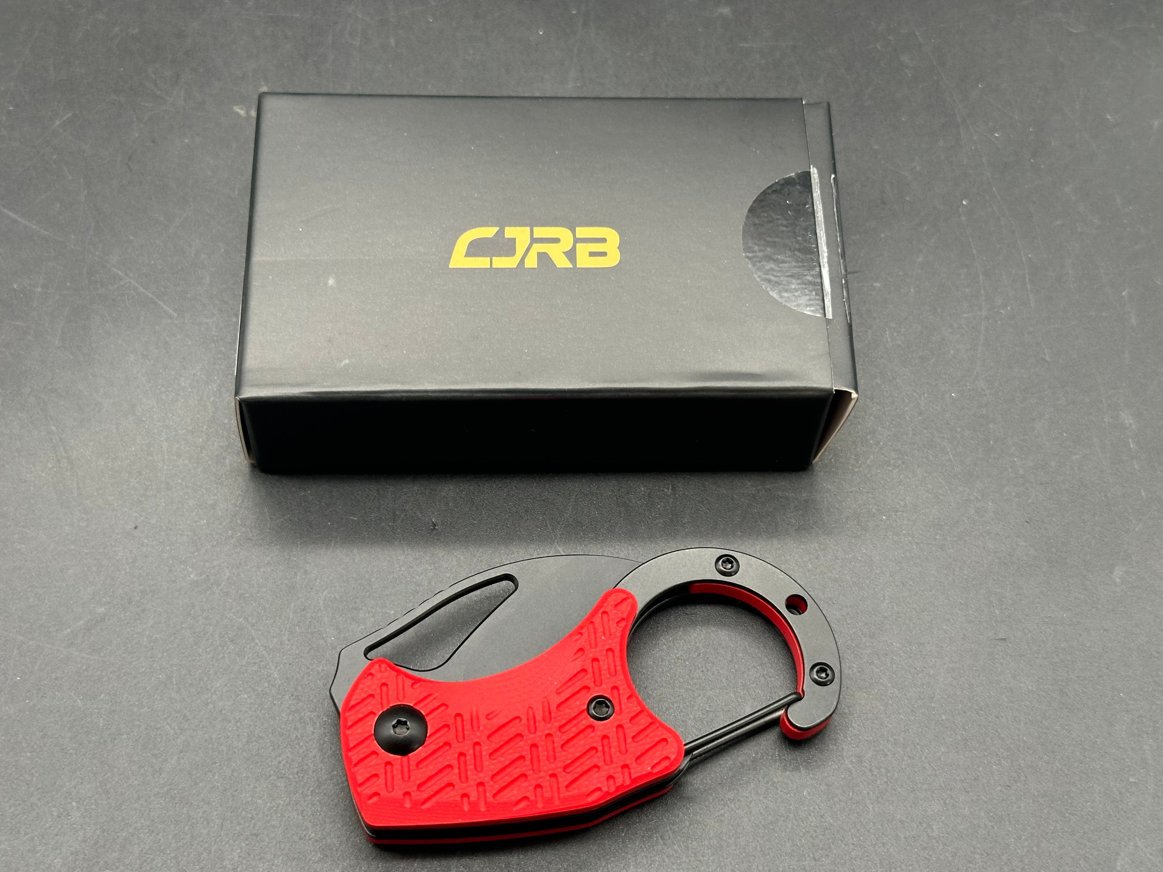 CJRB ANANSI BLACK AR-RPM9 STEEL BLADE RED G10 HANDLE FOLDING KNIFE