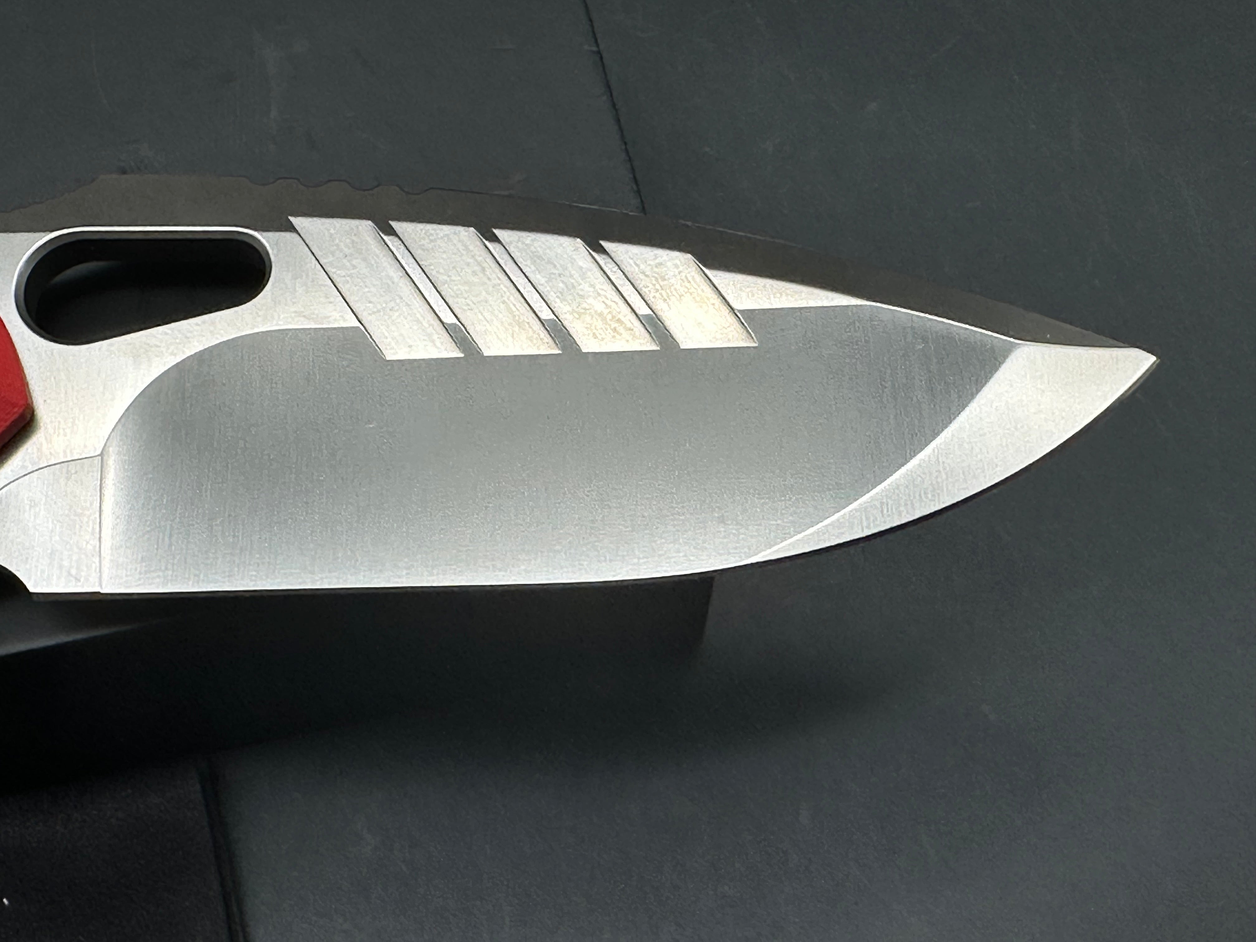 PMP PARAGON RED/BLACK G10 HANDLE STONEWASHED D2 BLADE