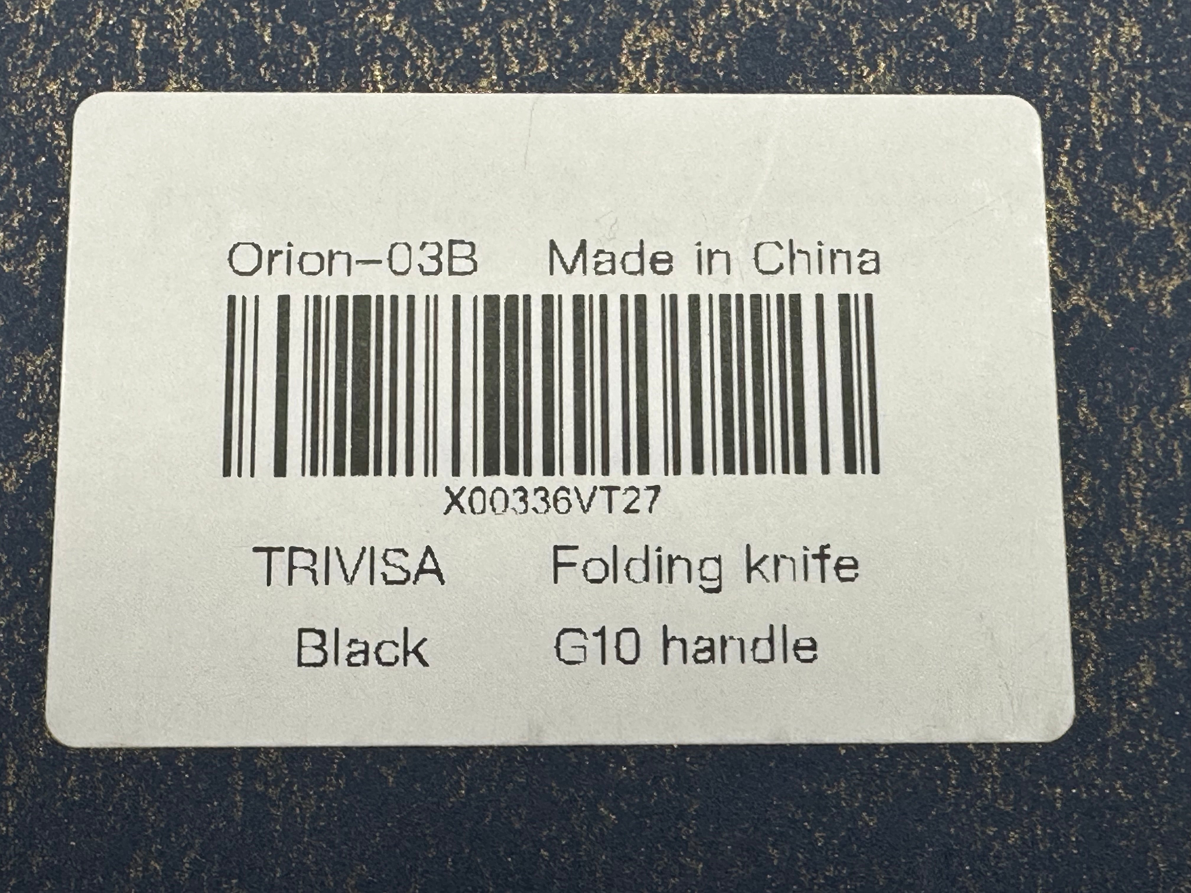 TRIVISA ORION-03B FOLDING KNIFE BLACK G10 HANDLE D2 DROP POINT PLAIN EDGE SATIN/BLACK FINISH