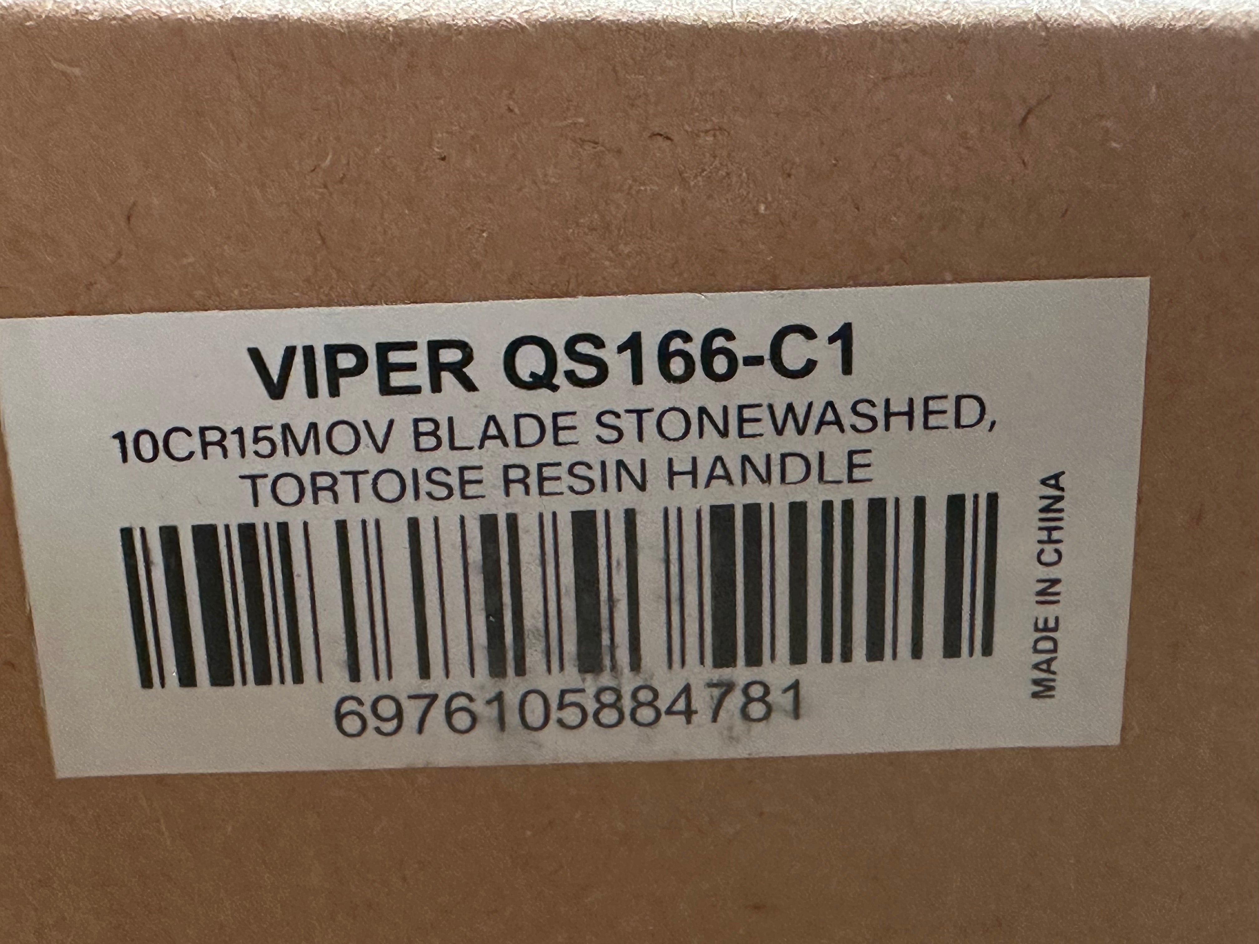 QSP VIPER TORTOISE RESIN HANDLE 10CR15MOV CLIP POINT PLAIN EDGE
