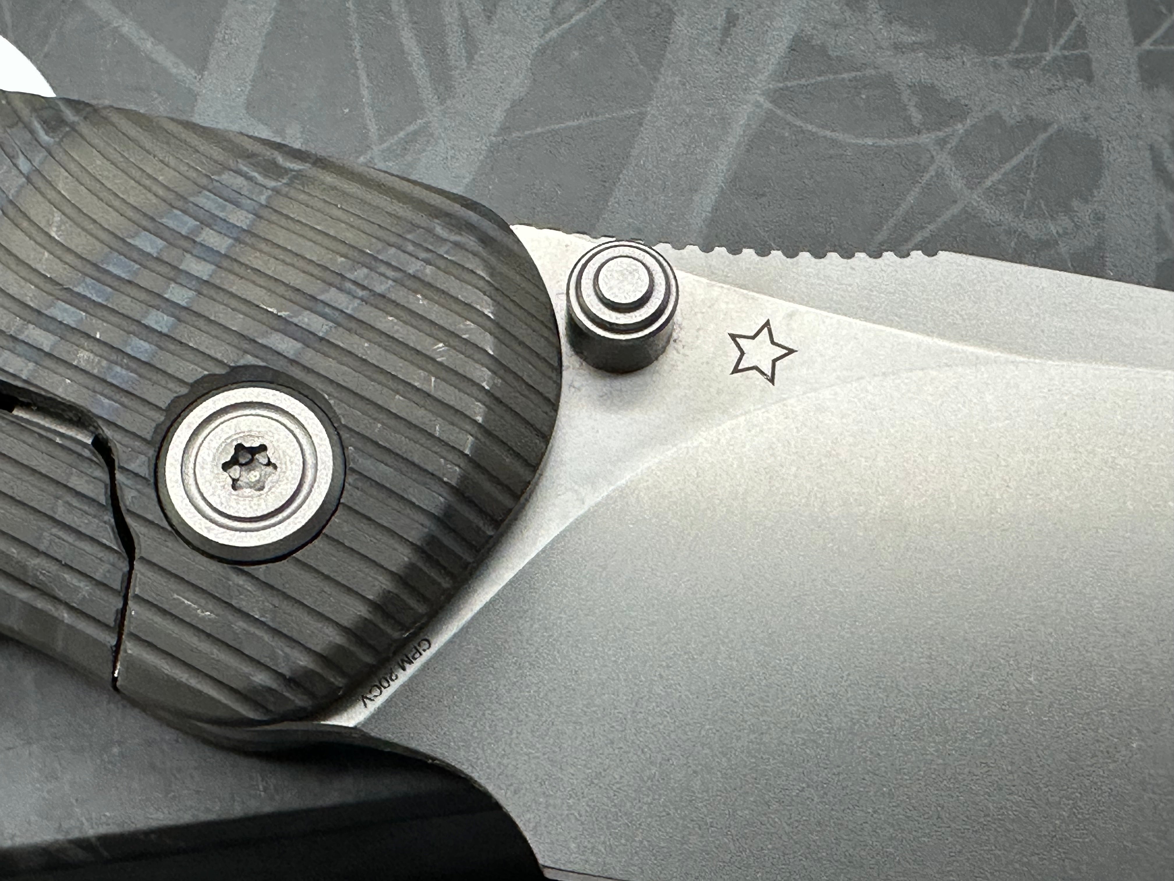 KB Pioneer Folding Knife Flame Titanium w/ Wave Milling Handle 3.35'' Beadblast 20CV Blade