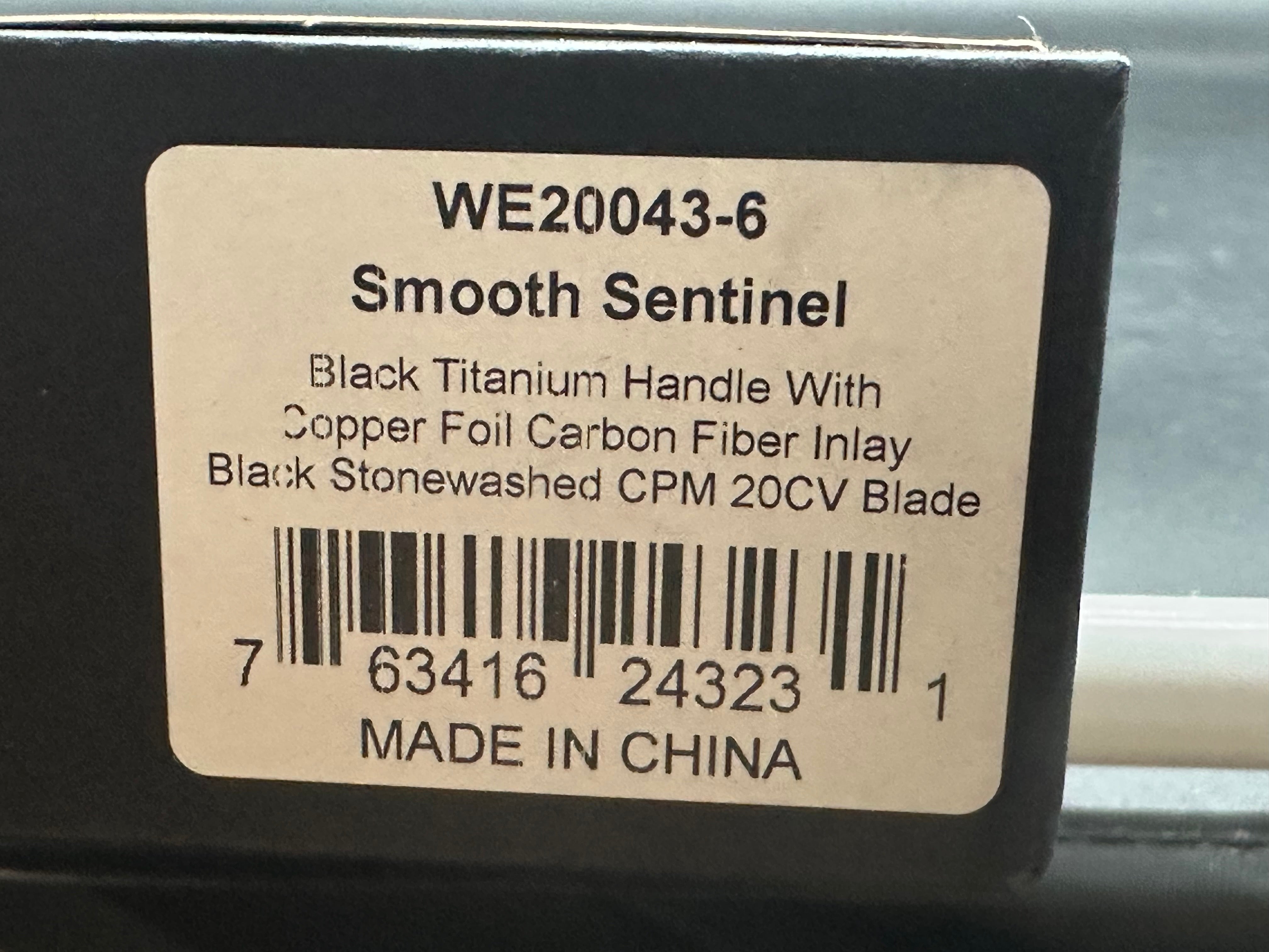 WE Knife Smooth Sentinel Frame Lock Knife Black Titanium/Copper CF