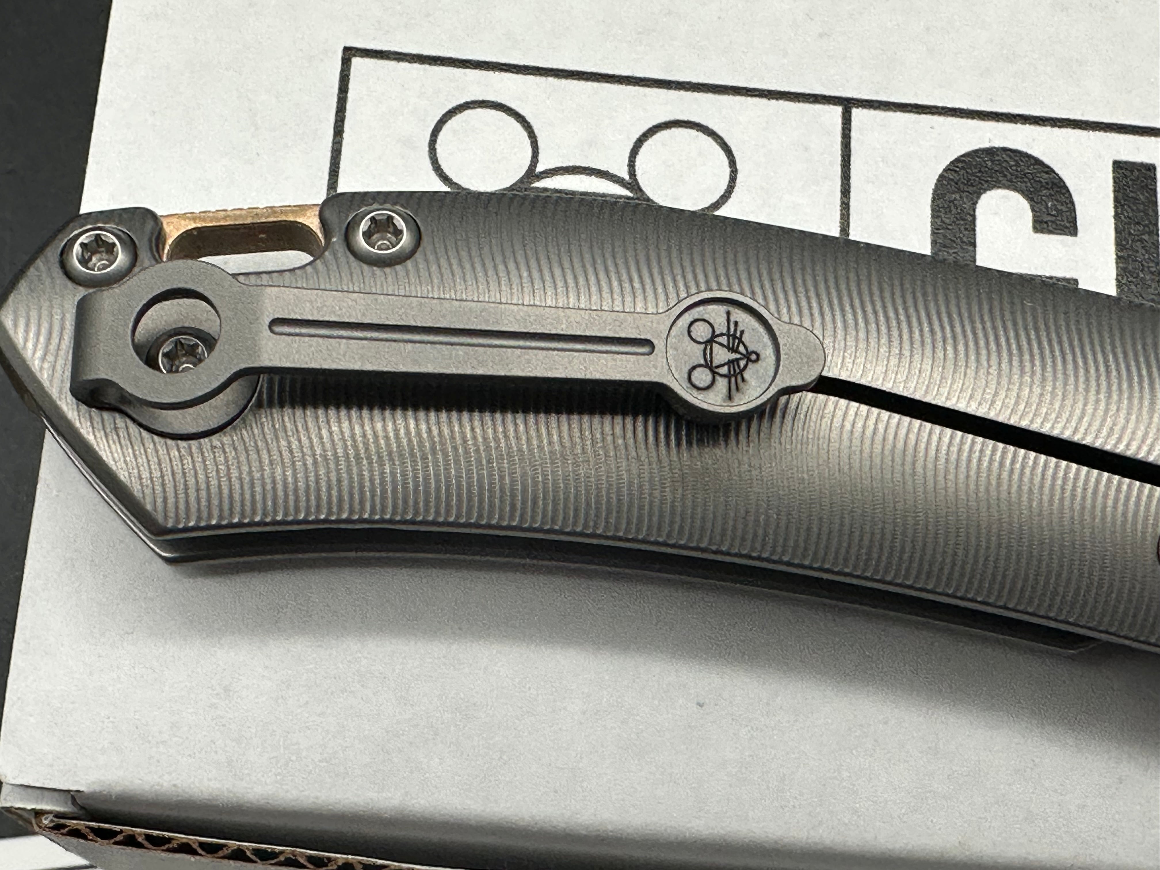 GiantMouse GM11 #145/400, Satin CPM-Magnacut Blade, Milled Contoured Titanium Handles, Bronze Backspacer