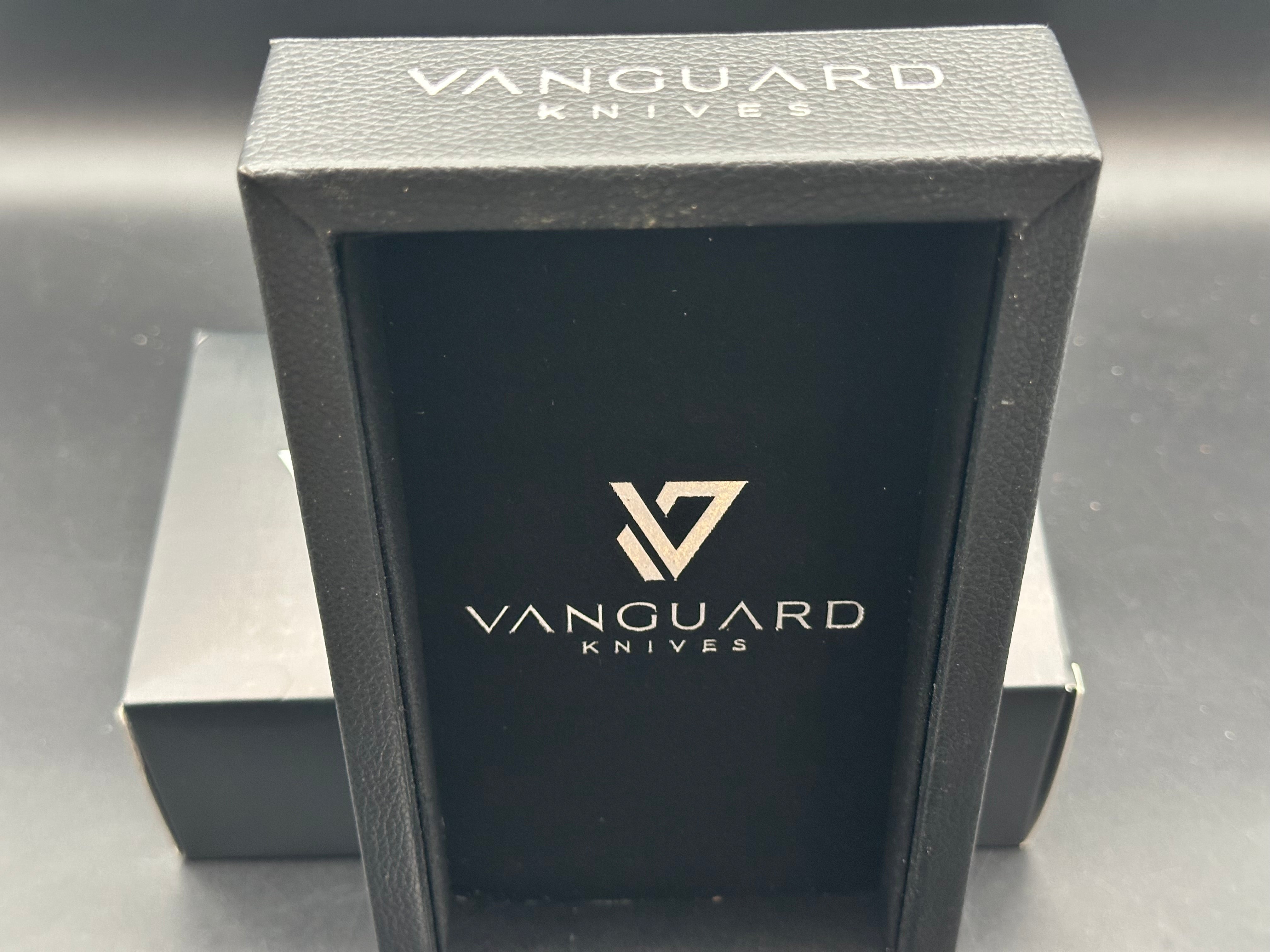 Vanguard Continuum, Dark Stonewashed M390 Blade, Flame Anodized Titanium Handles, Dark Blasted Titanium Backspacer and Pocket Clip