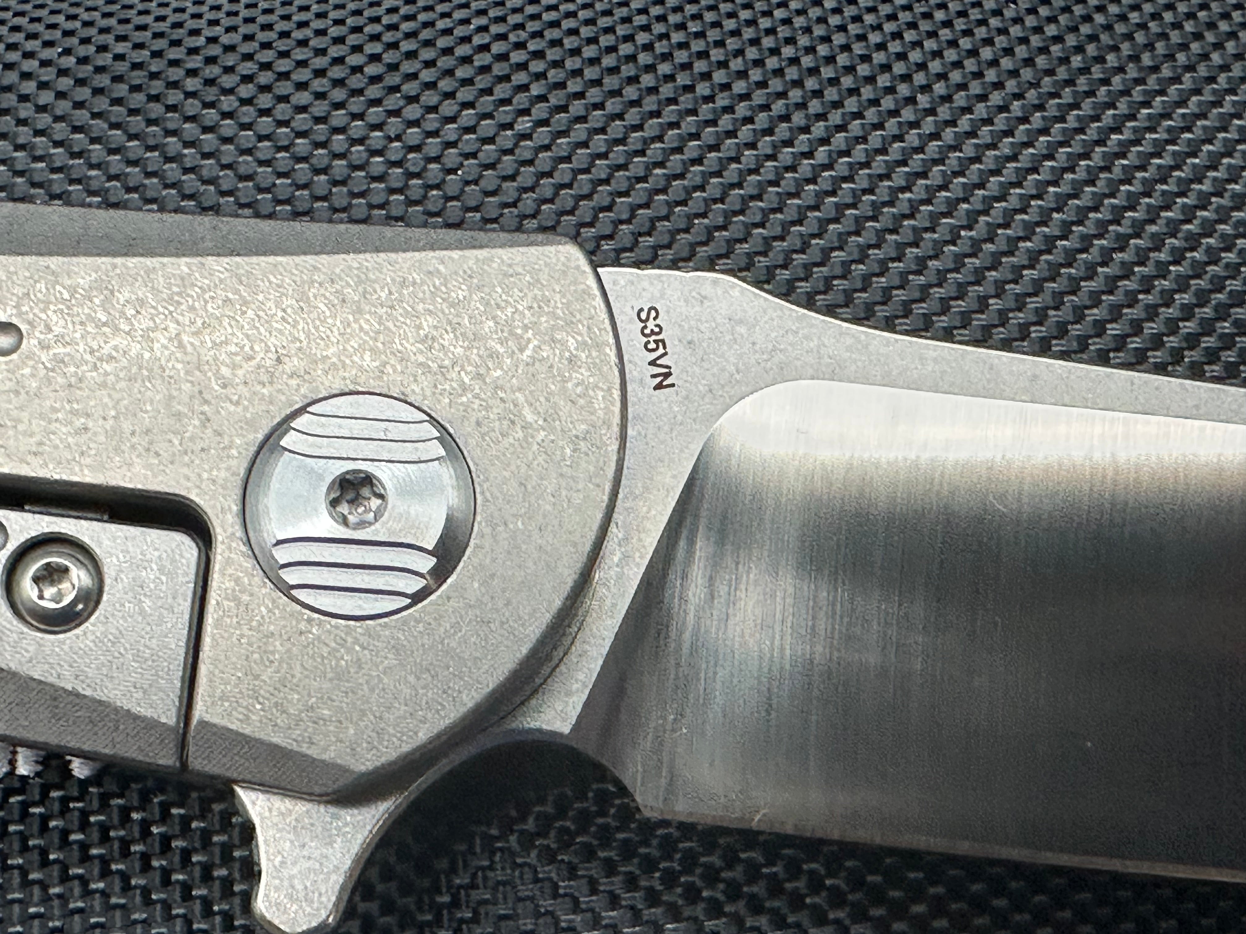 Bestech Kendo #037/100 Belt Satin CPM-S35VN Blade with Stonewashed Flats, Stonewashed Titanium Handles