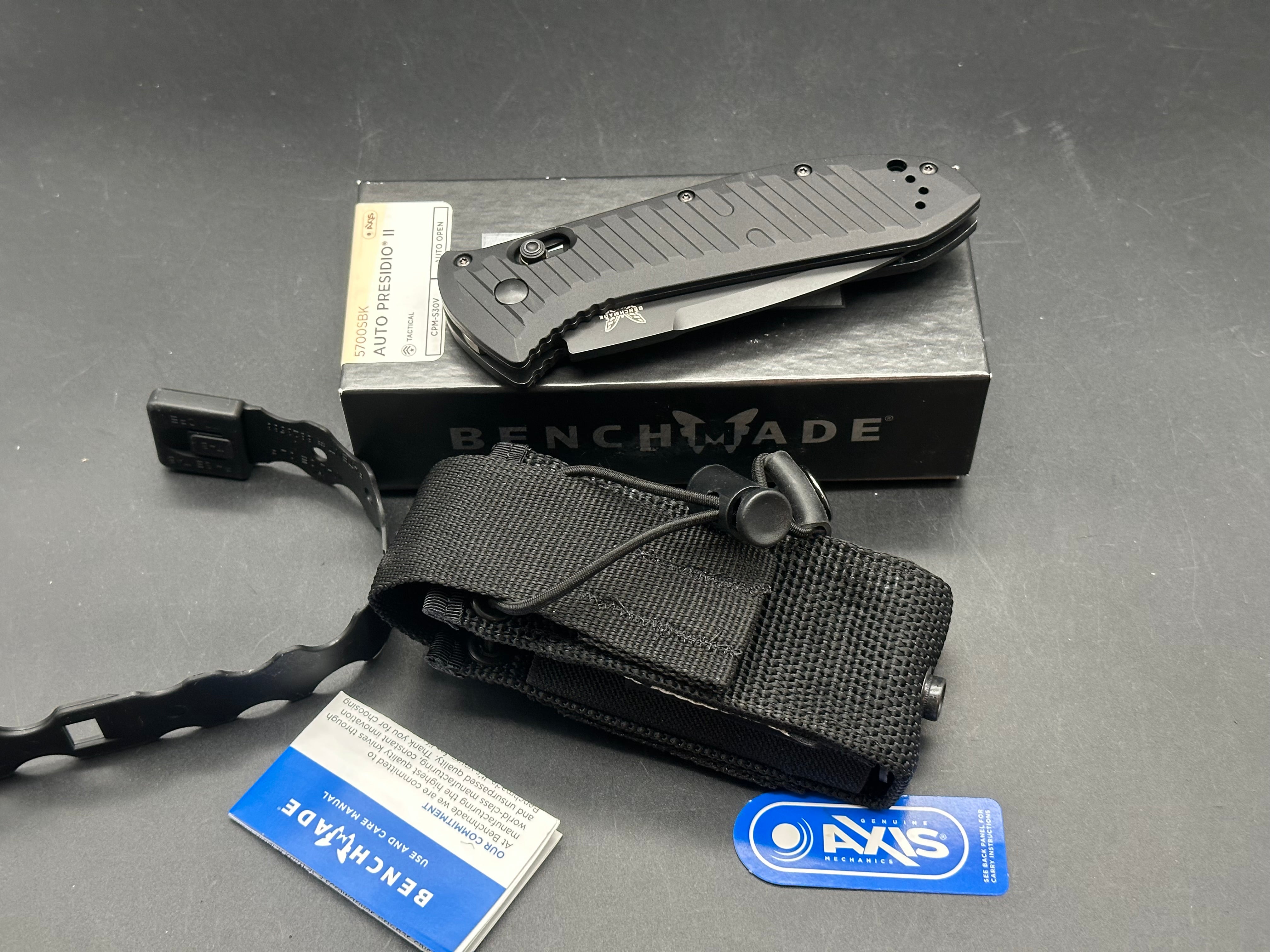 Benchmade 5700SBK Auto Presidio II Automatic Knife (3.7" Black Serr)