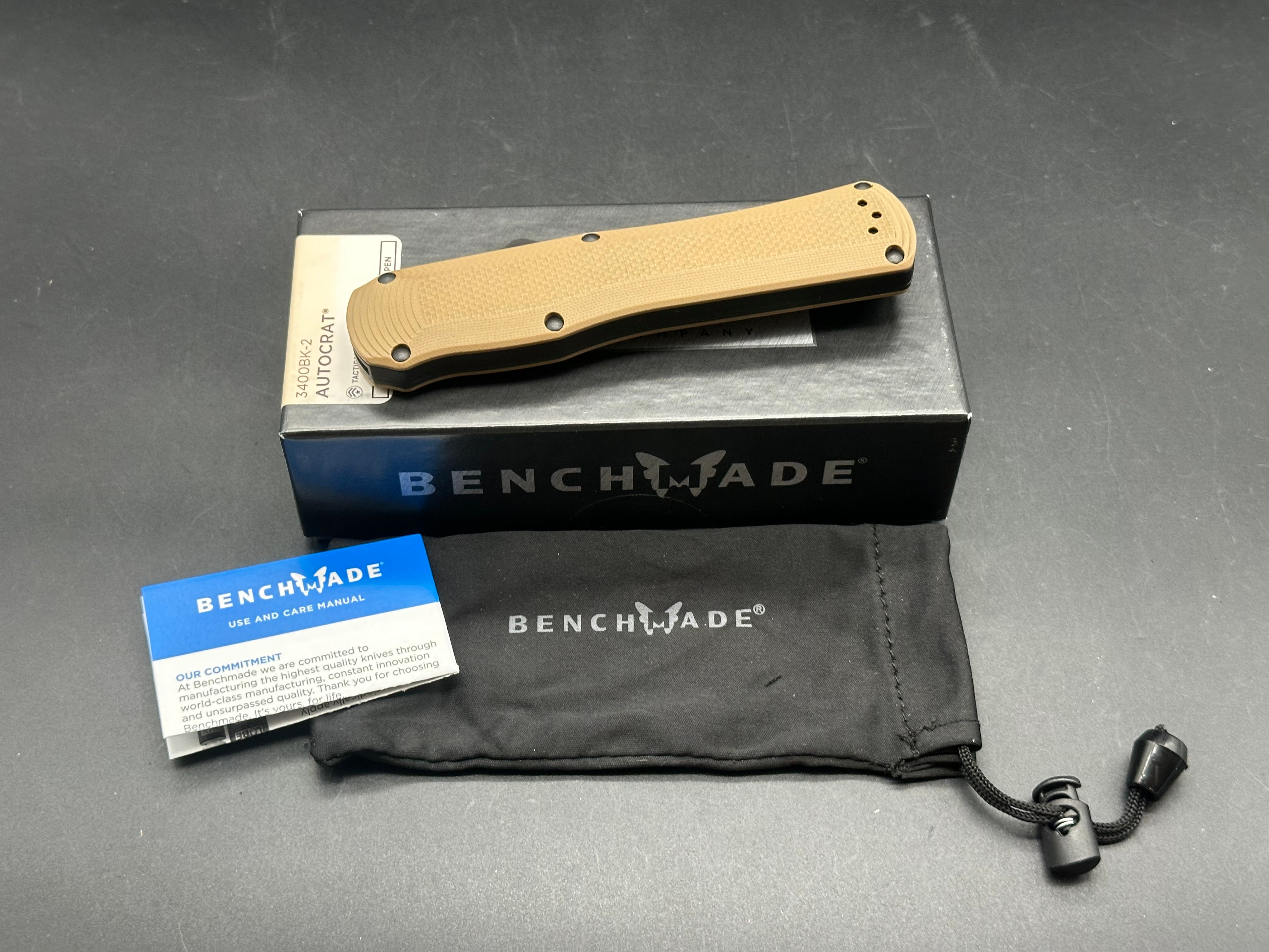 Benchmade Autocrat D/A OTF Automatic Knife Tan G-10 (3.71" Black)