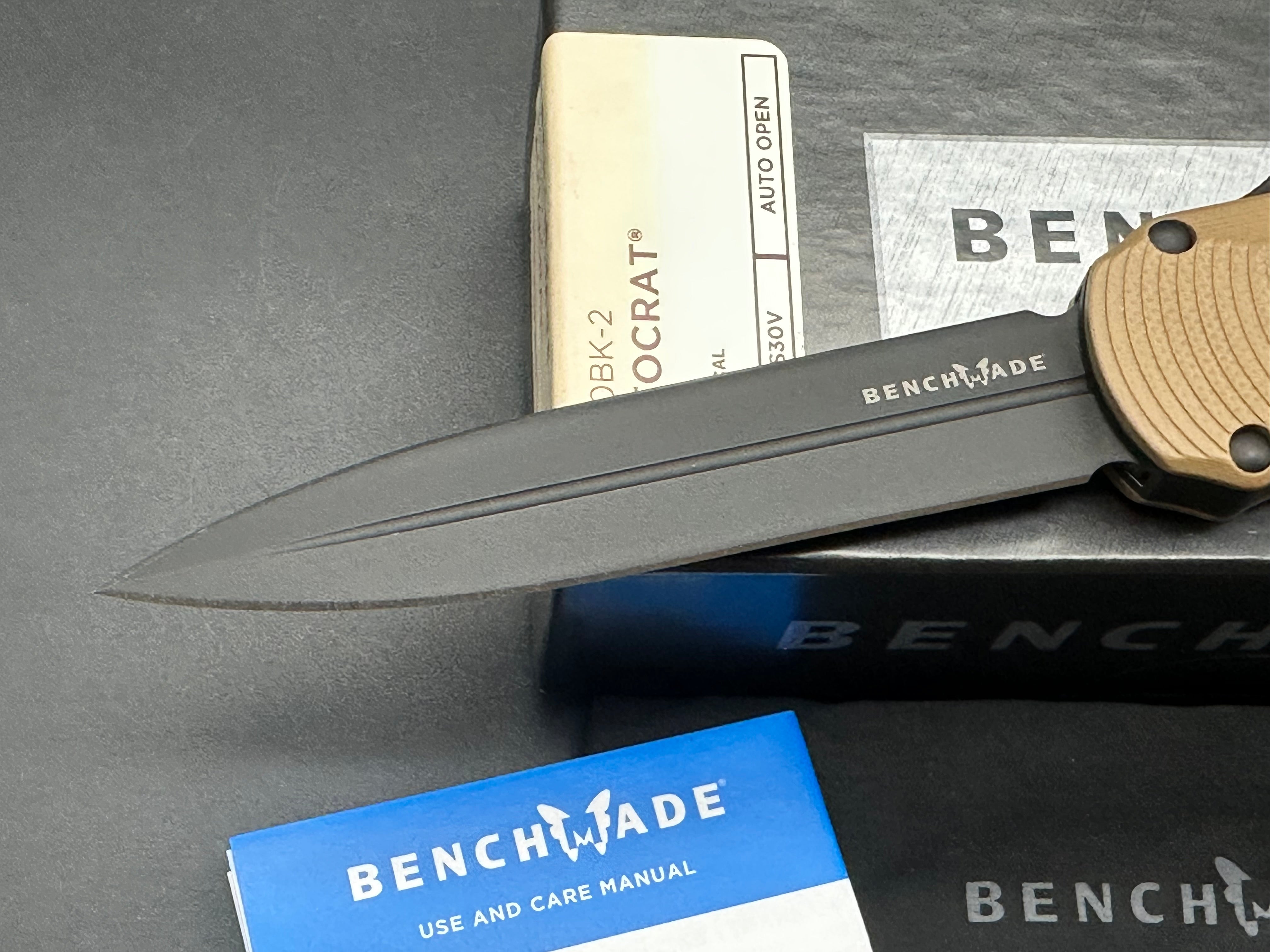 Benchmade Autocrat D/A OTF Automatic Knife Tan G-10 (3.71" Black)