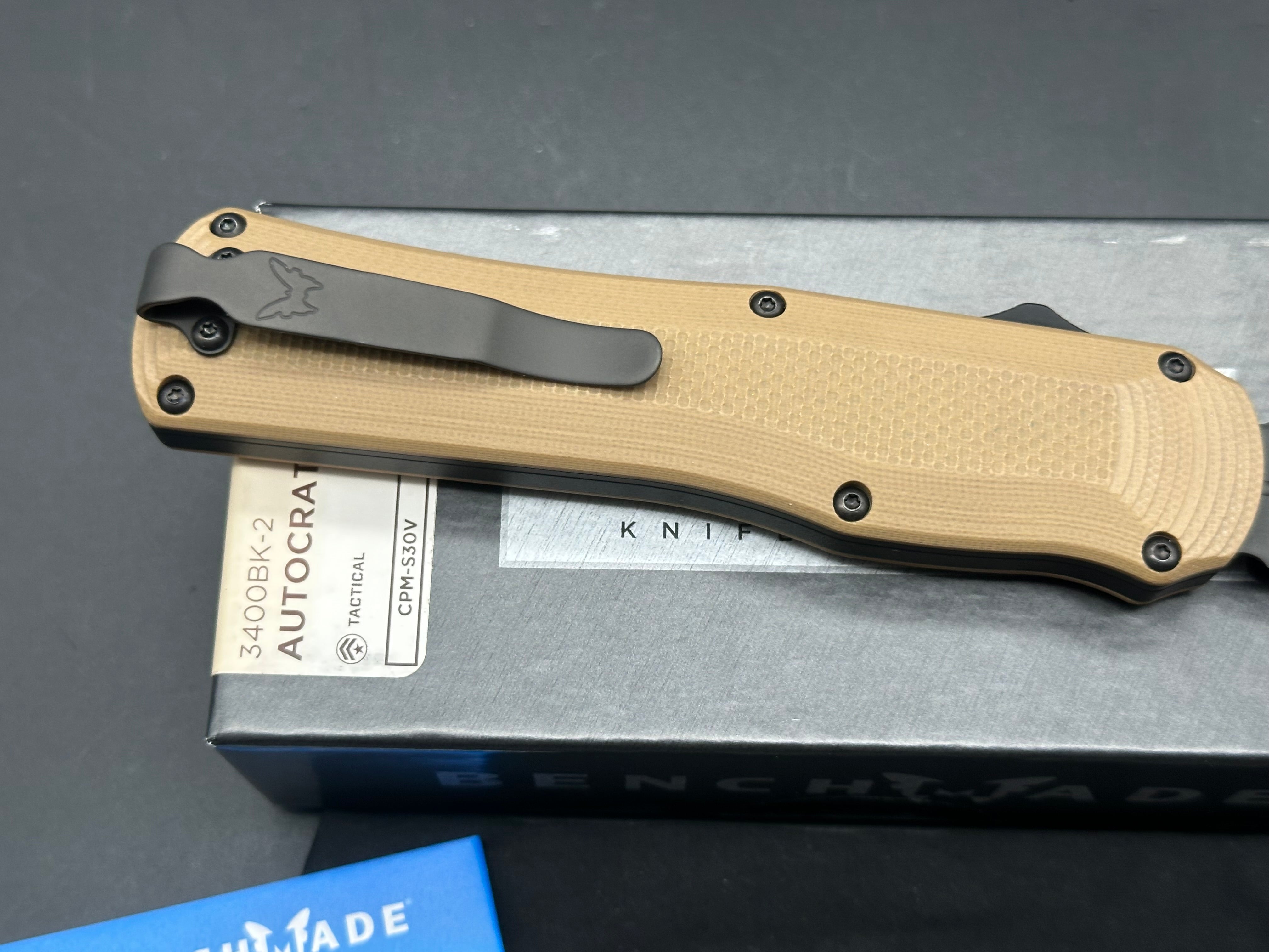 Benchmade Autocrat D/A OTF Automatic Knife Tan G-10 (3.71" Black)