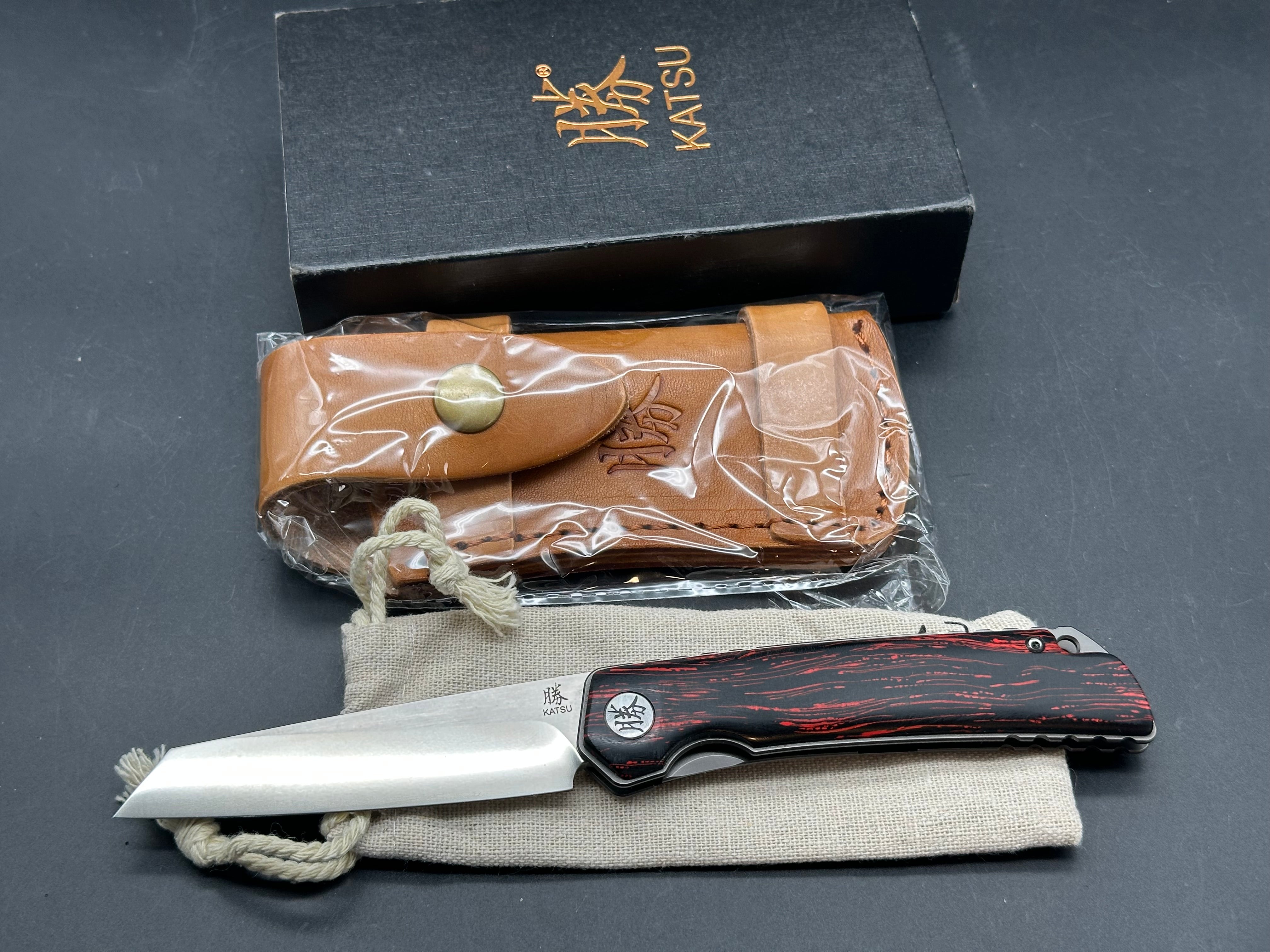 KATSU GK01, G10 Handle & D2 Steel Blade, Leather Sheath