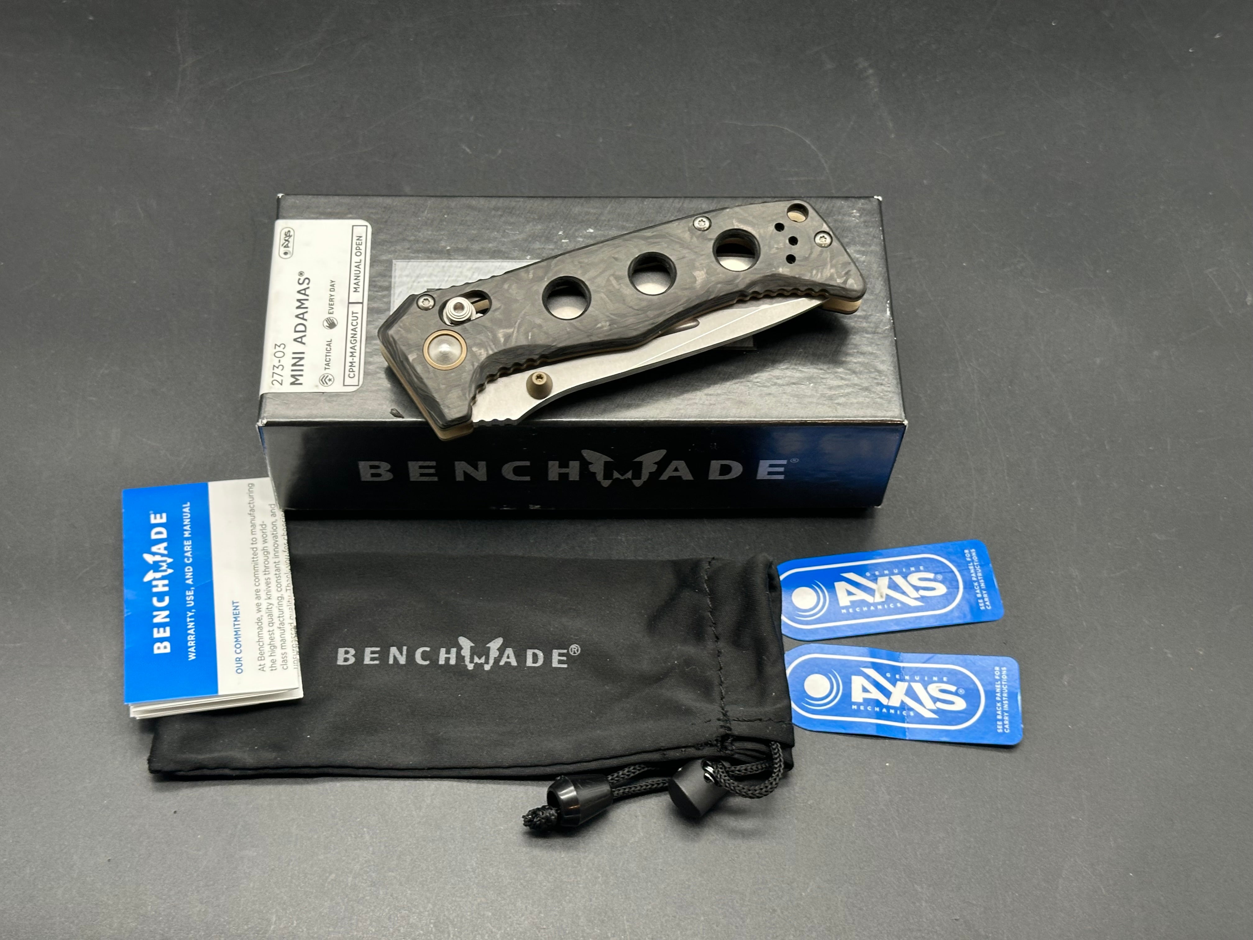 Benchmade Mini Adamas AXIS Lock Knife Carbon Fiber (3.3" Stonewash)