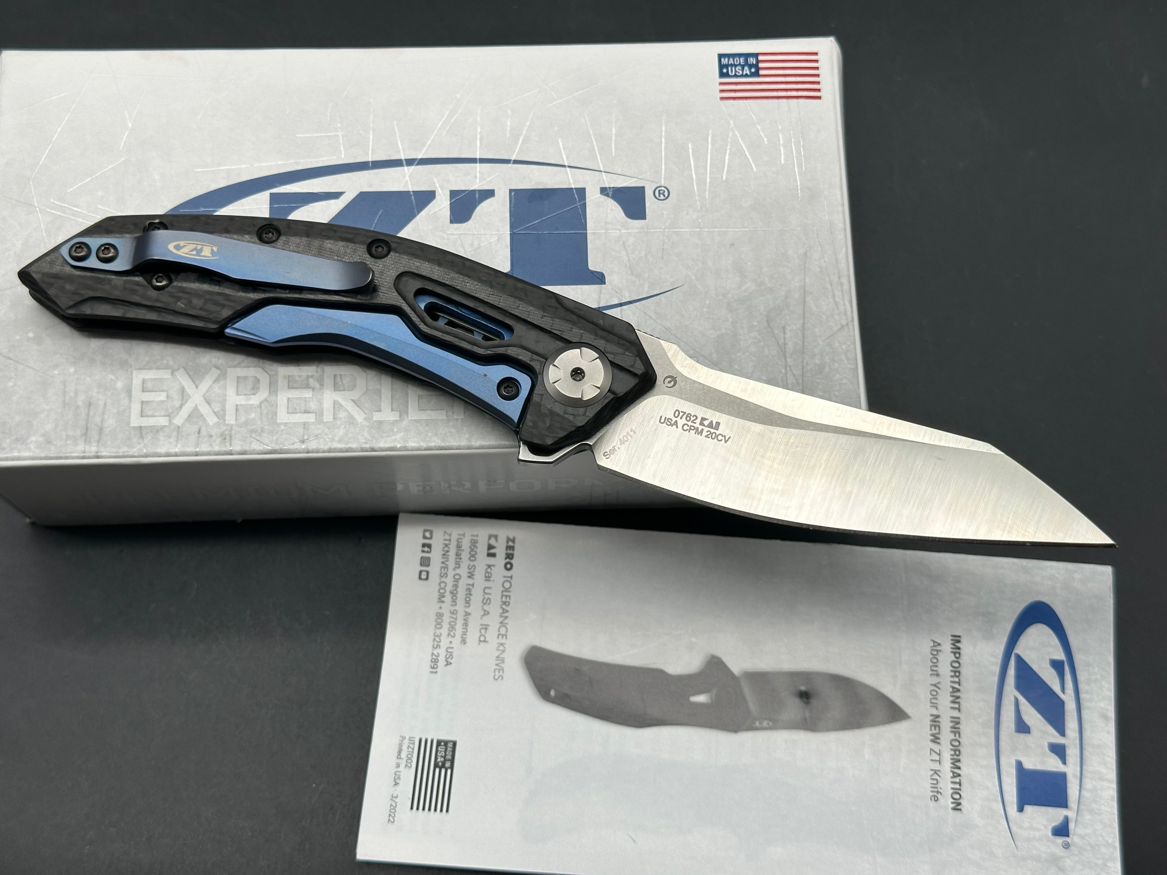 Zero Tolerance 0762 TDS Frame Lock Knife Carbon Fiber (3.75" Satin)