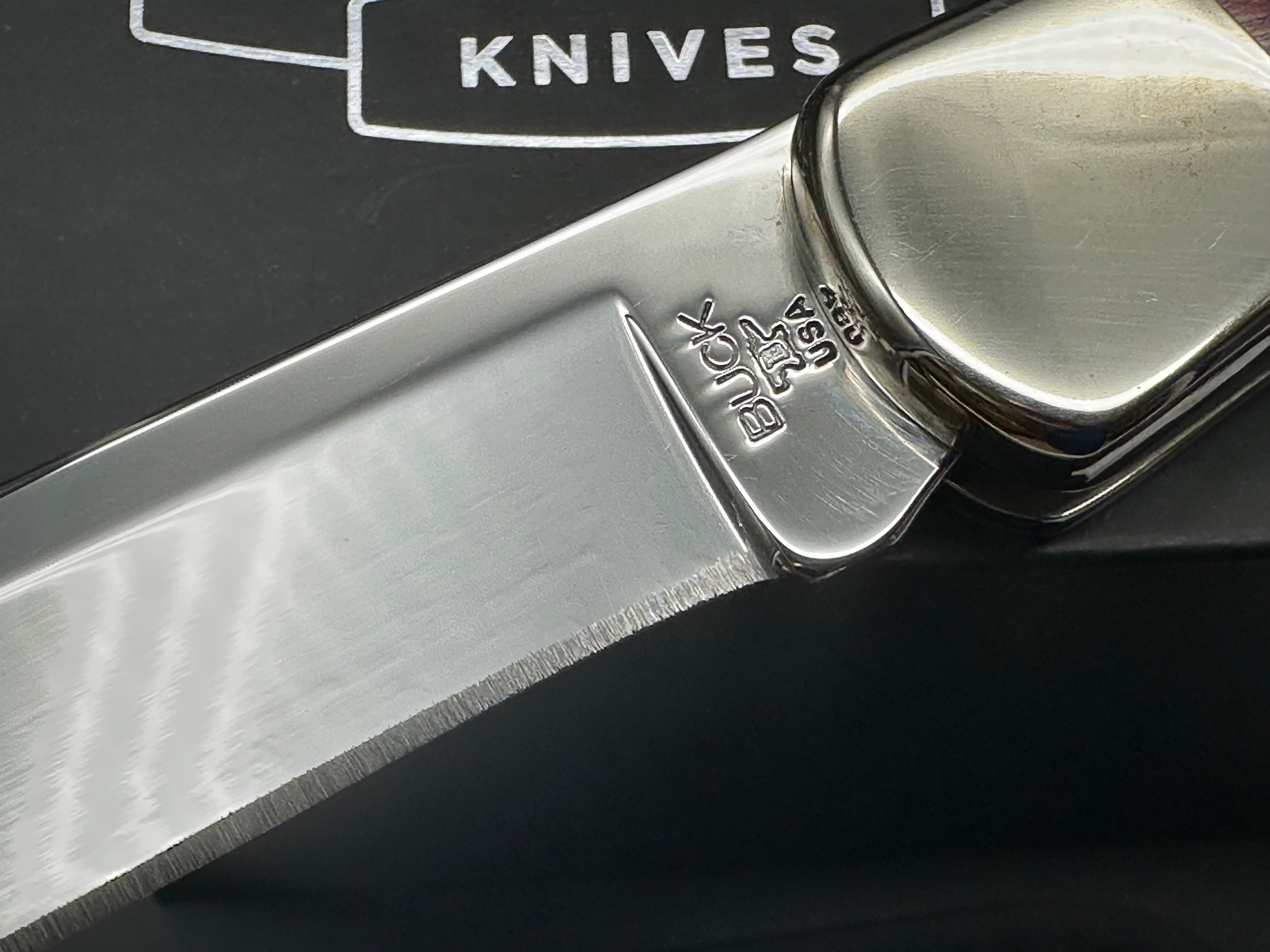 Buck Knives 110 Custom Shop Red Cherry wood and 420HC blade