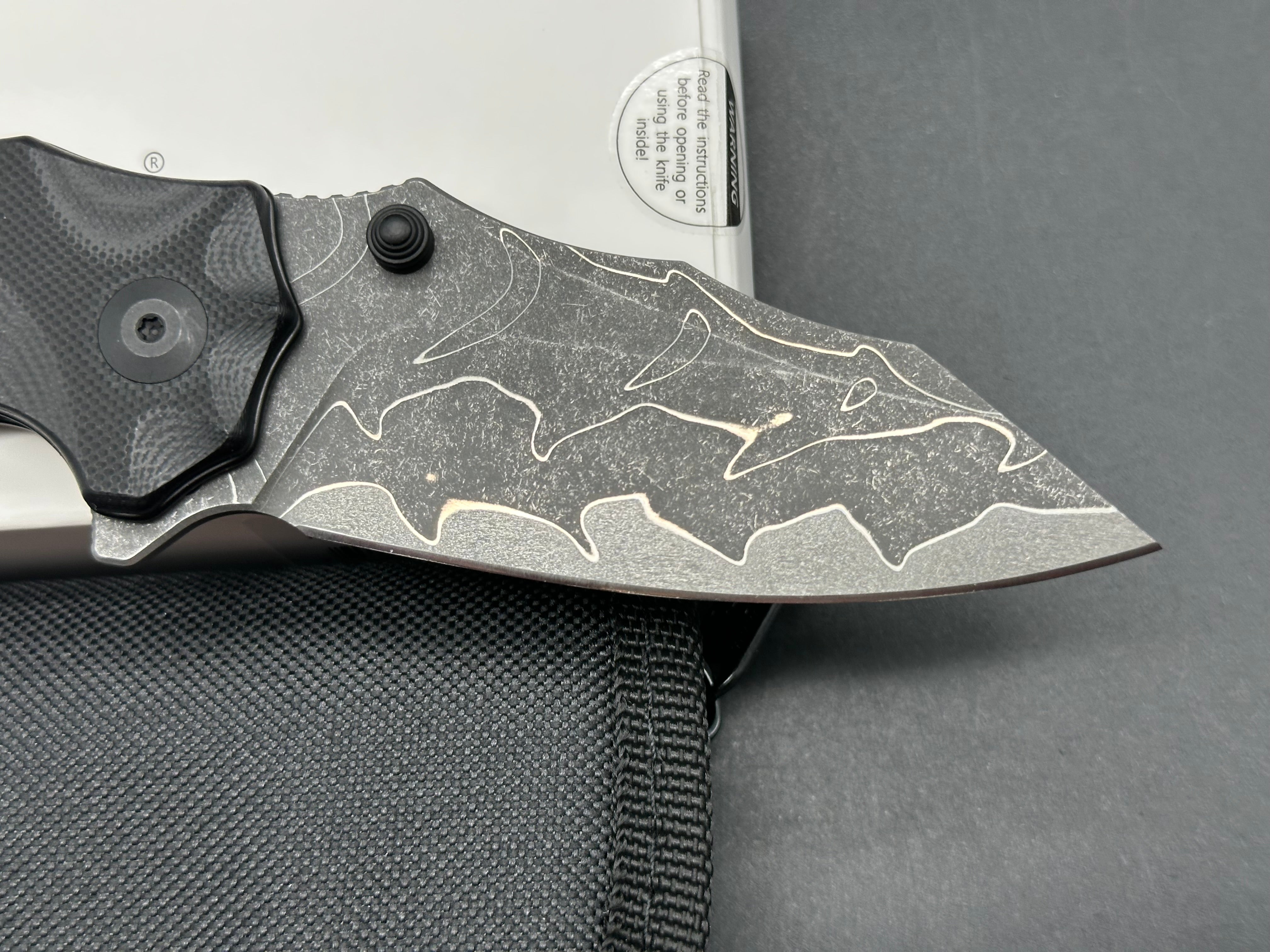 CIVIVI NATTERJACK FOLDING KNIFE MILLED BLACK G10 HANDLE DAMASCUS PLAIN EDGE