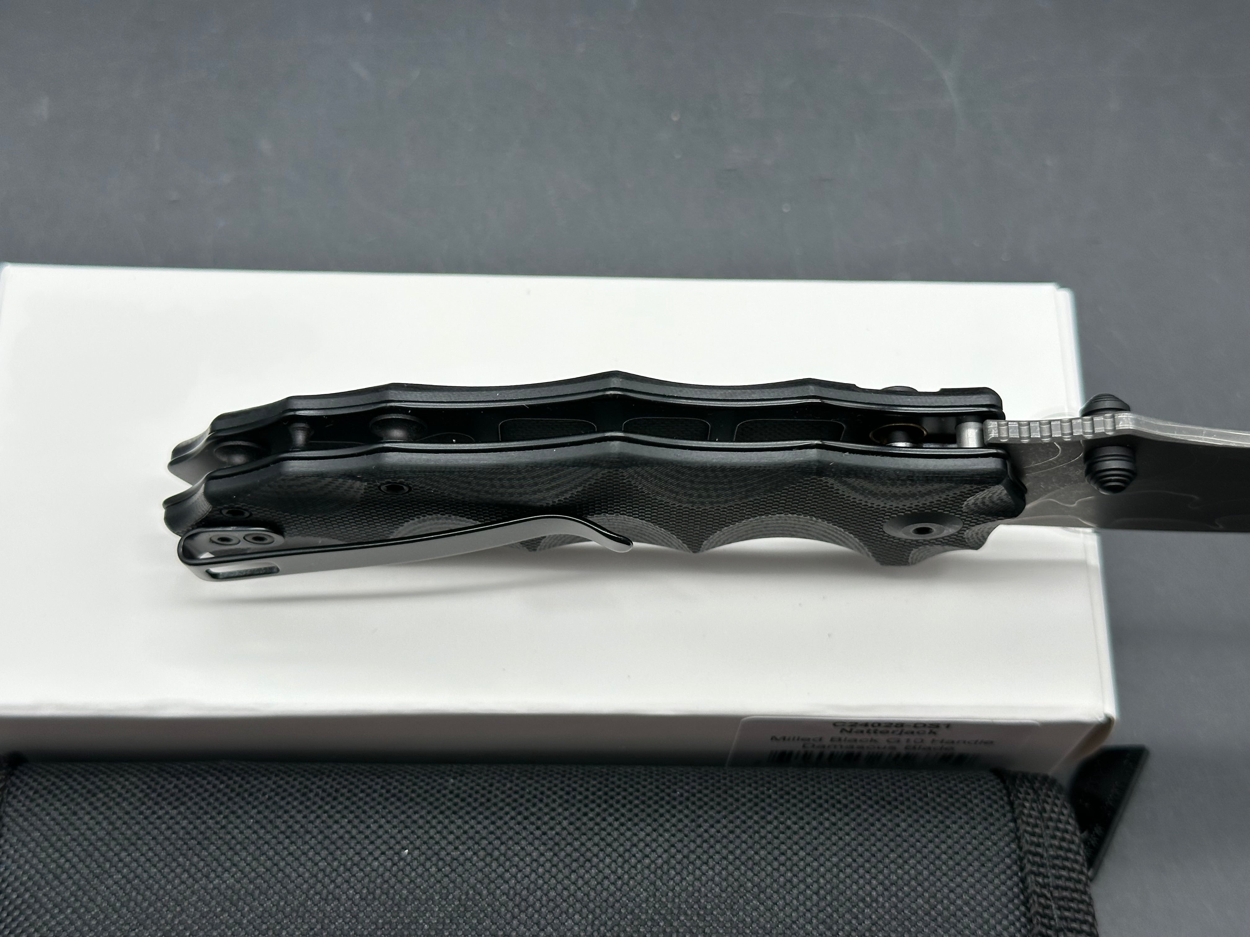 CIVIVI NATTERJACK FOLDING KNIFE MILLED BLACK G10 HANDLE DAMASCUS PLAIN EDGE
