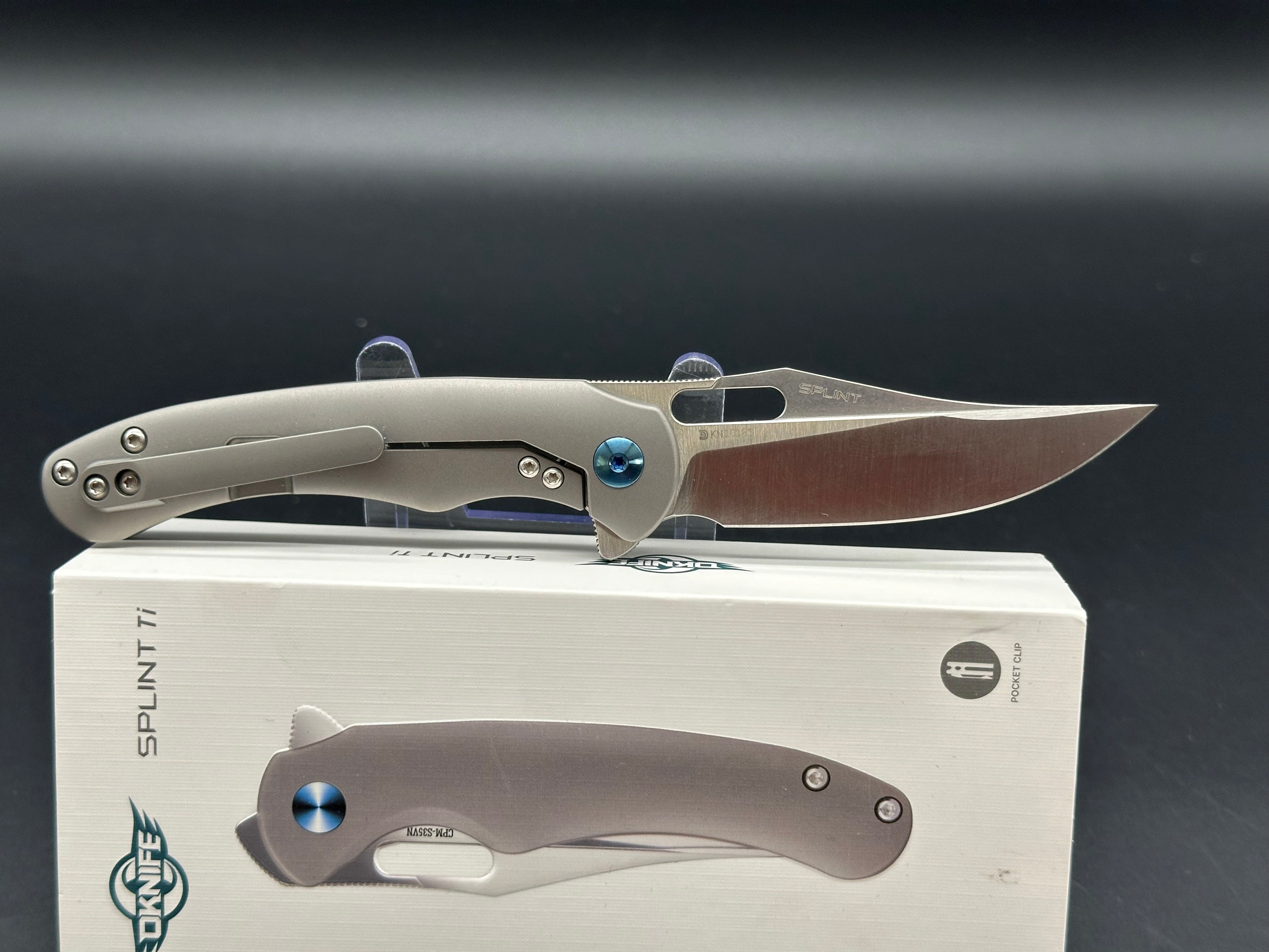 OLIGHT OKNIFE SPLINT FOLDING KNIFE TITANIUM HANDLE CMP-S35VN