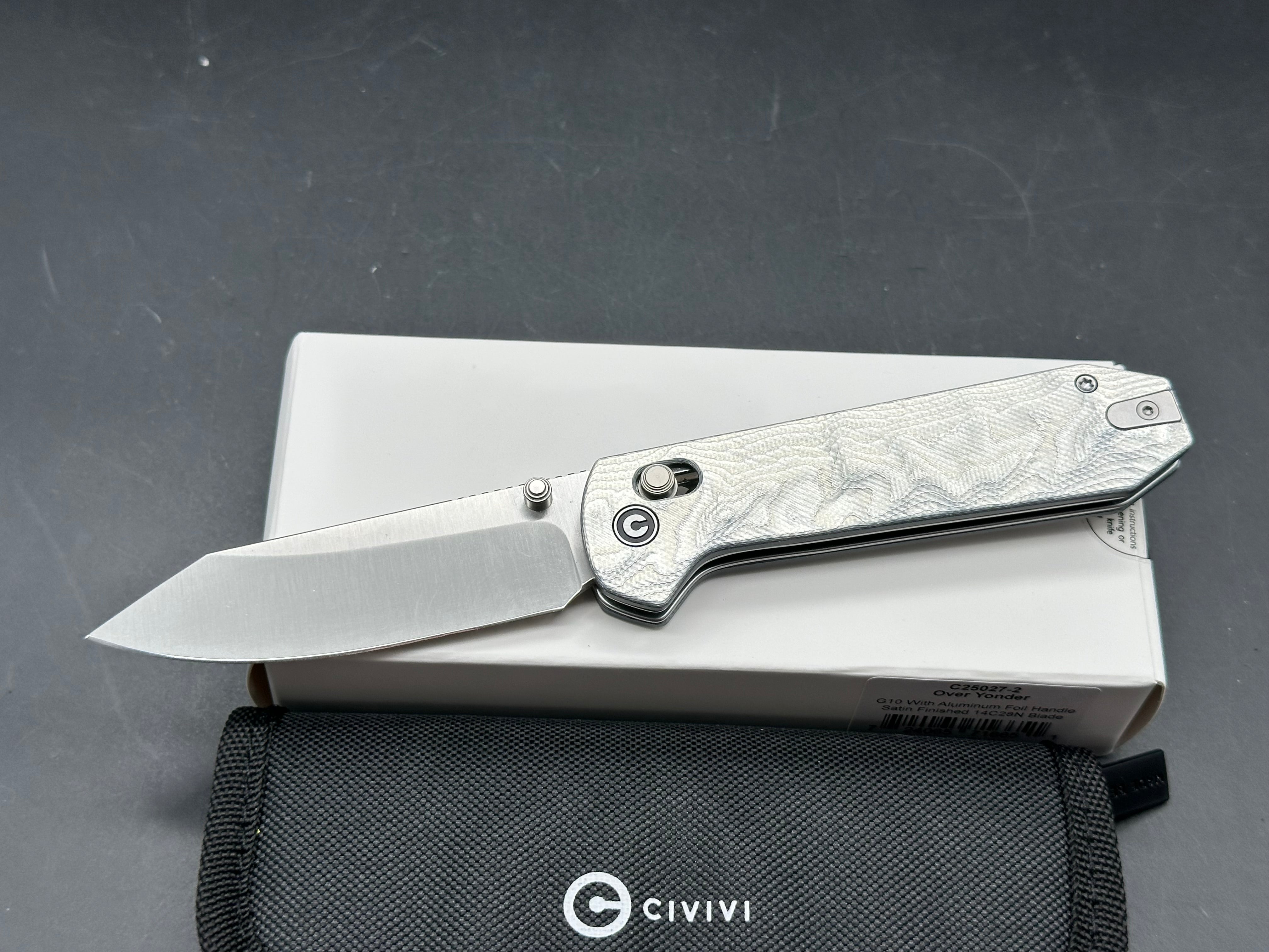 CIVIVI OVER YONDER FOLDING KNIFE ALUMINUM FOIL G10 HANDLE 14C28N PLAIN EDGE SATIN FINISH