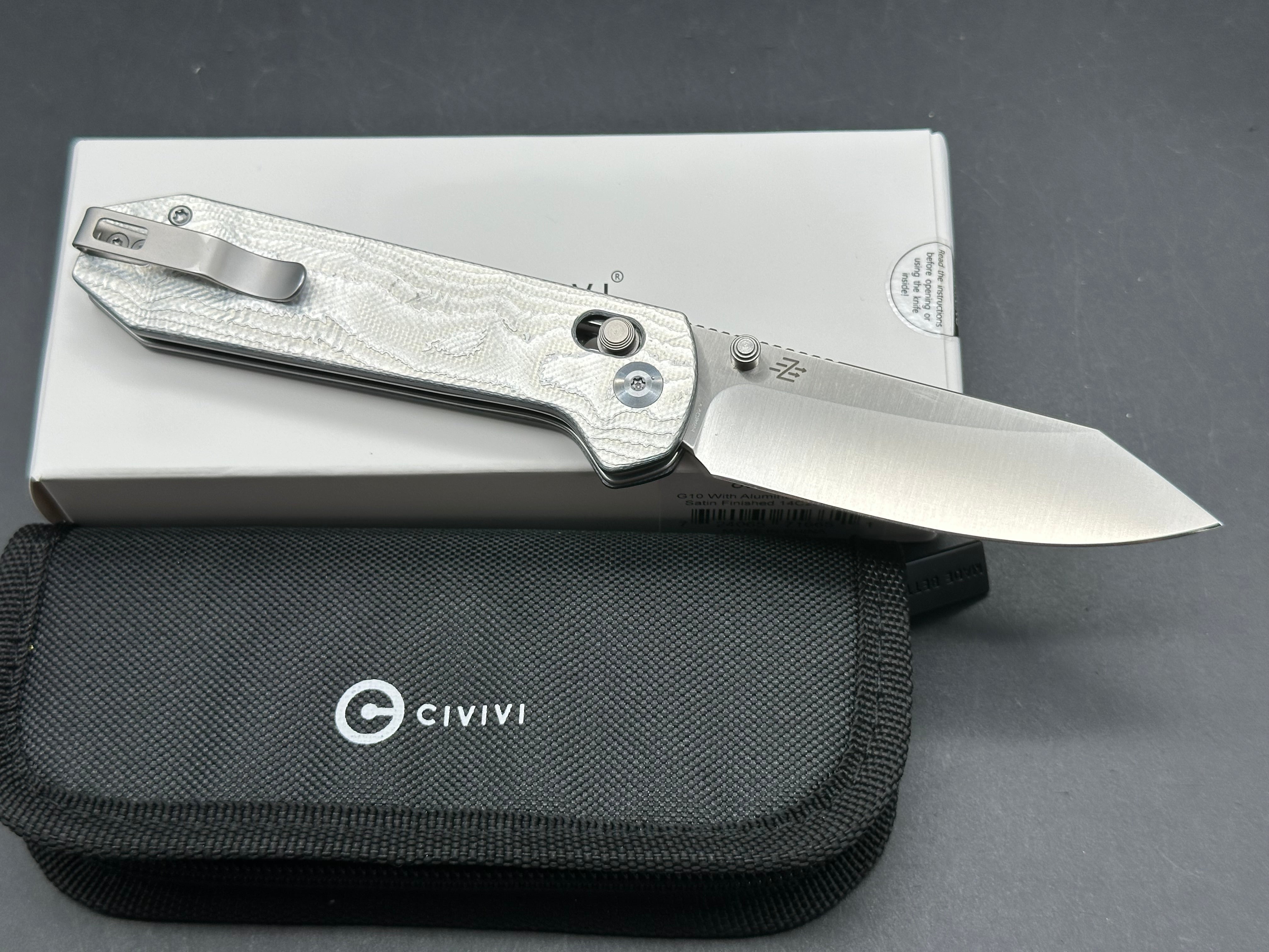 CIVIVI OVER YONDER FOLDING KNIFE ALUMINUM FOIL G10 HANDLE 14C28N PLAIN EDGE SATIN FINISH