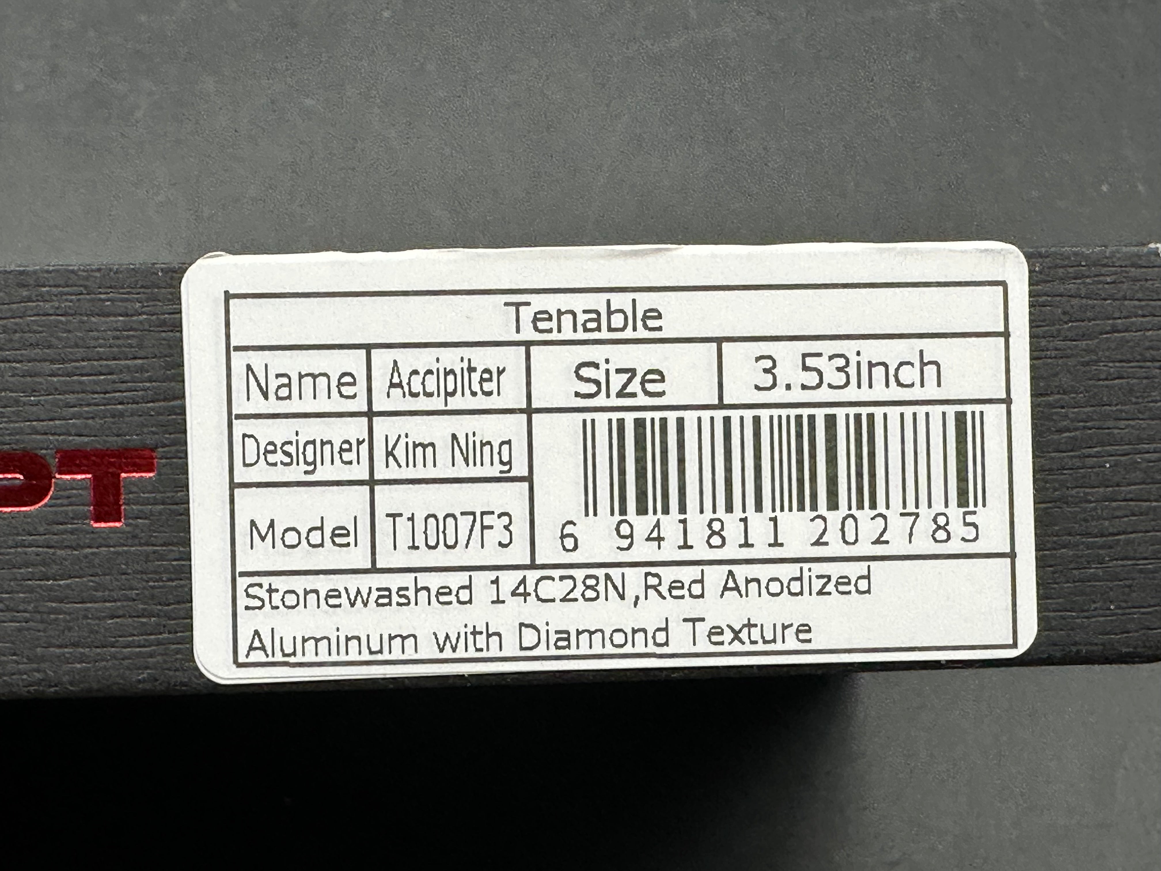 KANSEPT ACCIPITER FOLDING KNIFE RED ALUMINUM HANDLE 14C28N PLAIN EDGE STONEWASH FINISH