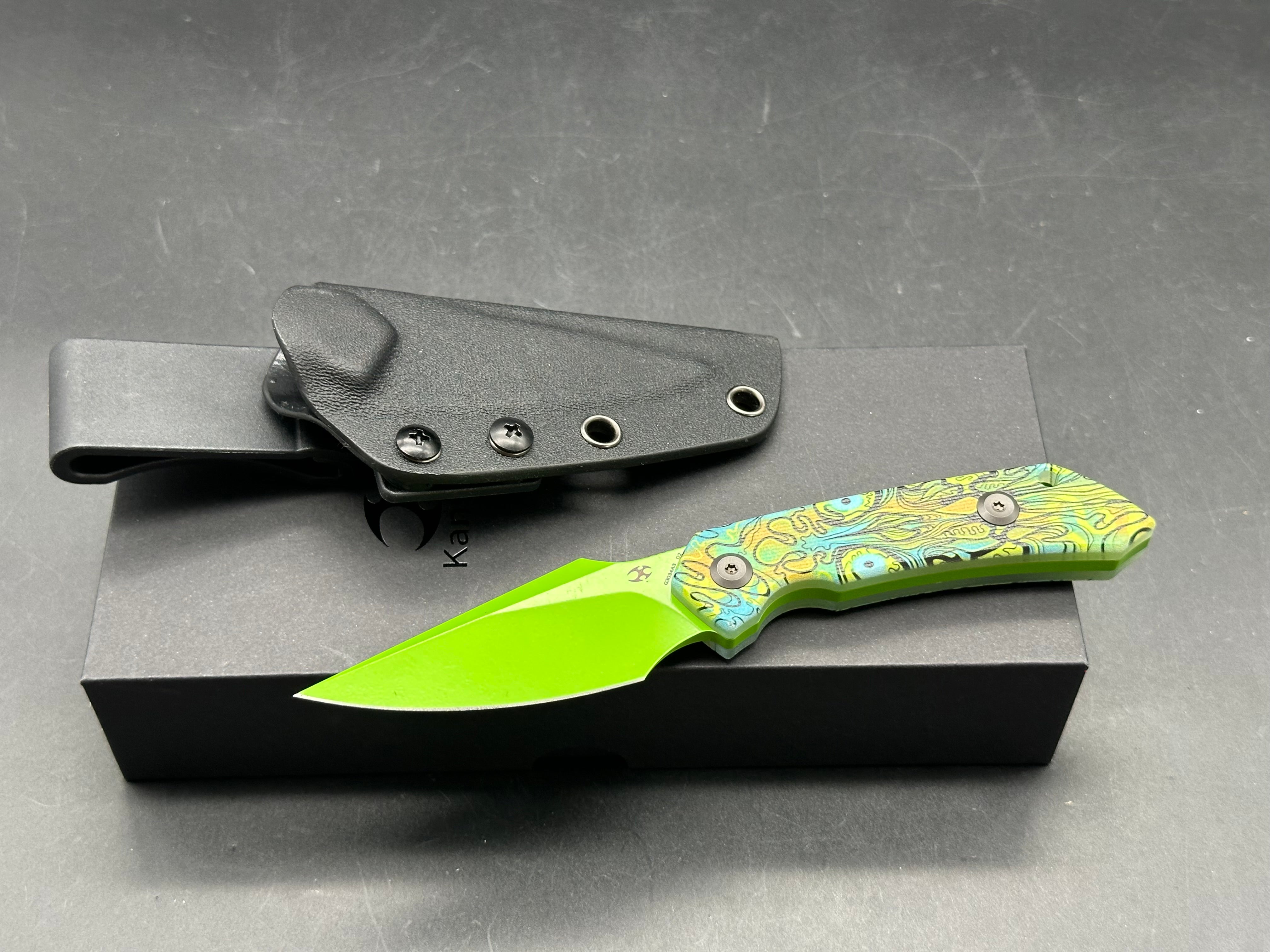 KANSEPT FENRIR | FIXED BLADE | JADE G10 WITH GREEN UNDEAD PRINT |2.87" D2 BLADE | SPARROW KNIFE DESIGN