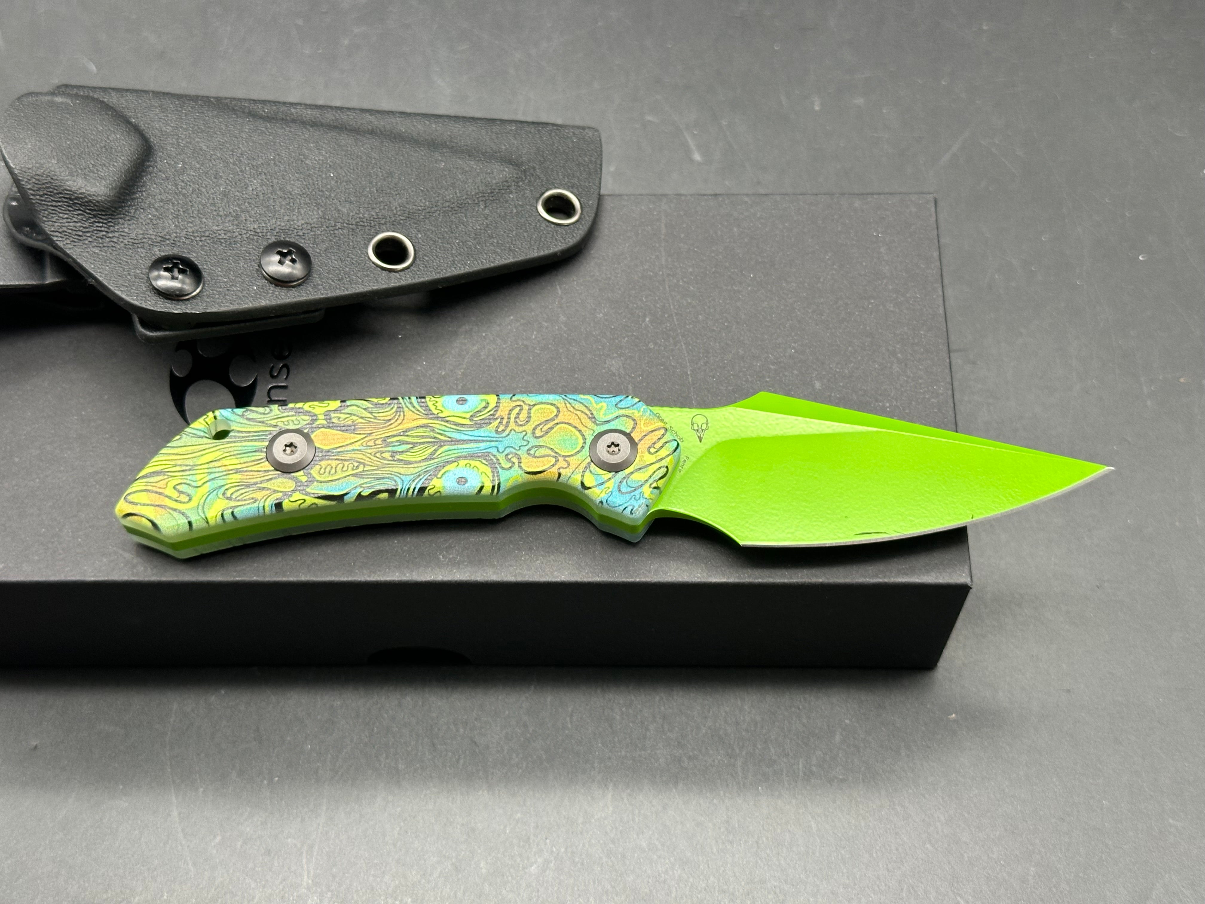 KANSEPT FENRIR | FIXED BLADE | JADE G10 WITH GREEN UNDEAD PRINT |2.87" D2 BLADE | SPARROW KNIFE DESIGN