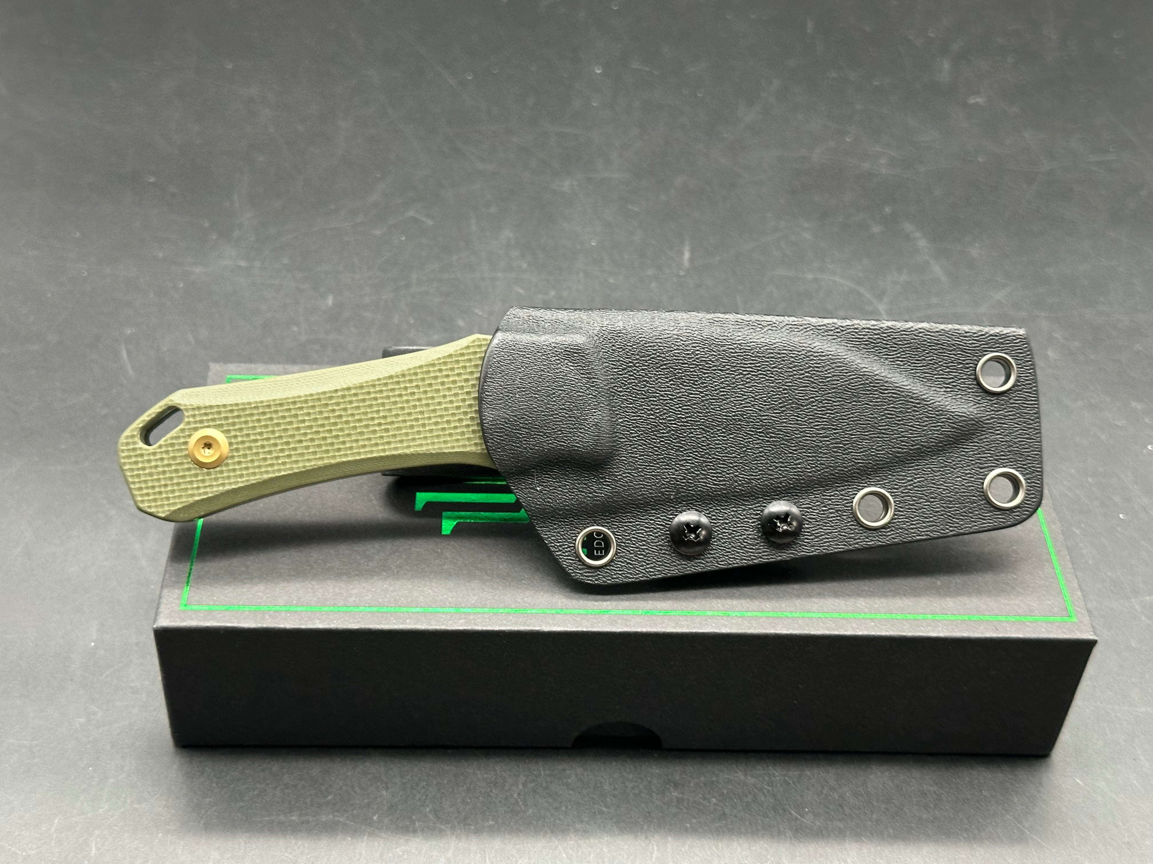 TENABLE LOKI FIXED BLADE KNIFE OLIVE GREEN G10 HANDLE D2 PLAIN EDGE ROSE GOLD FINISH