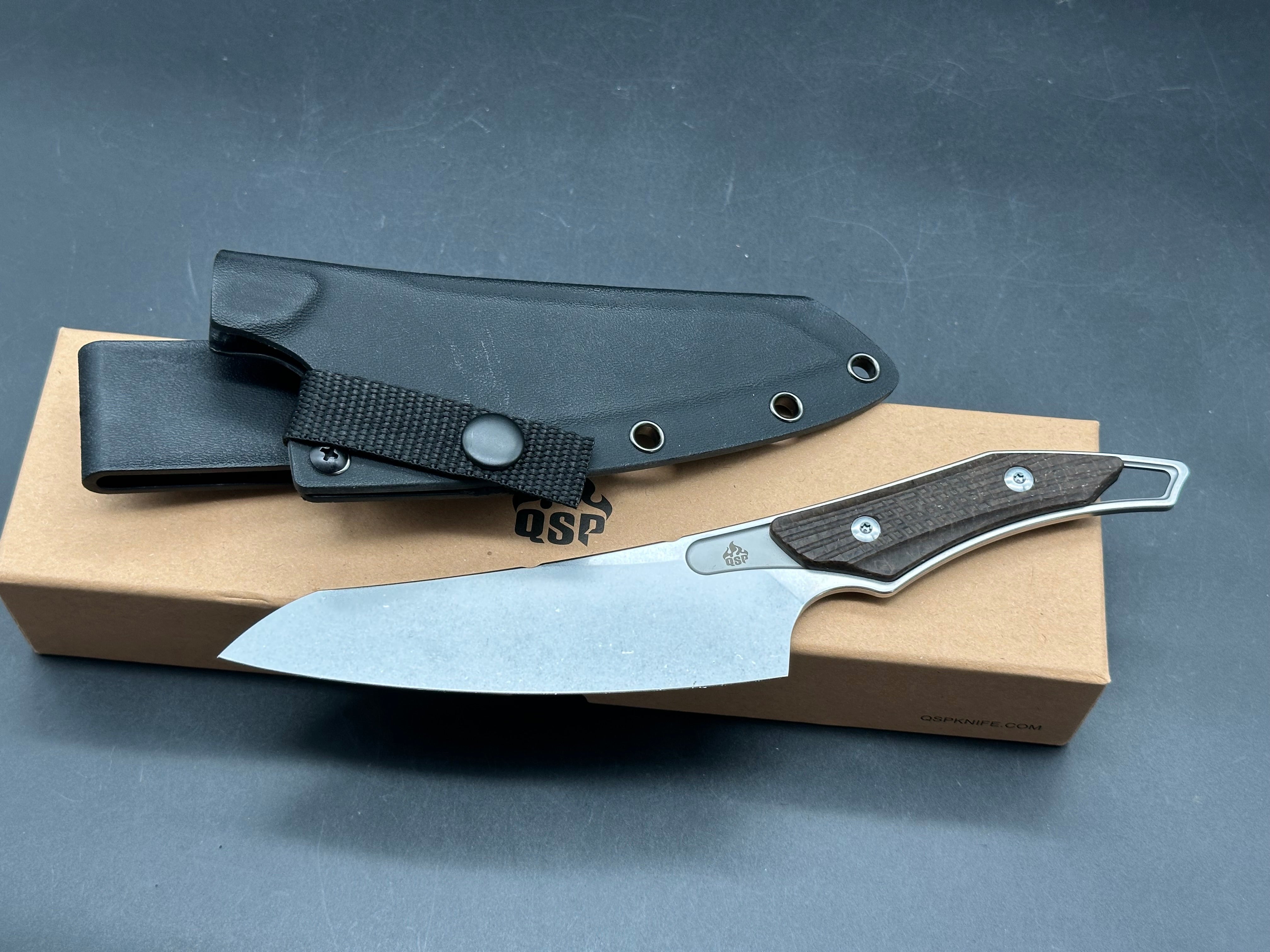 QSP T-COOK FIXED BLADE KNIFE BLACK GLOW IN THE DARK HANDLE NITRO-V WHARNCLIFFE PLAIN EDGE STONEWASH