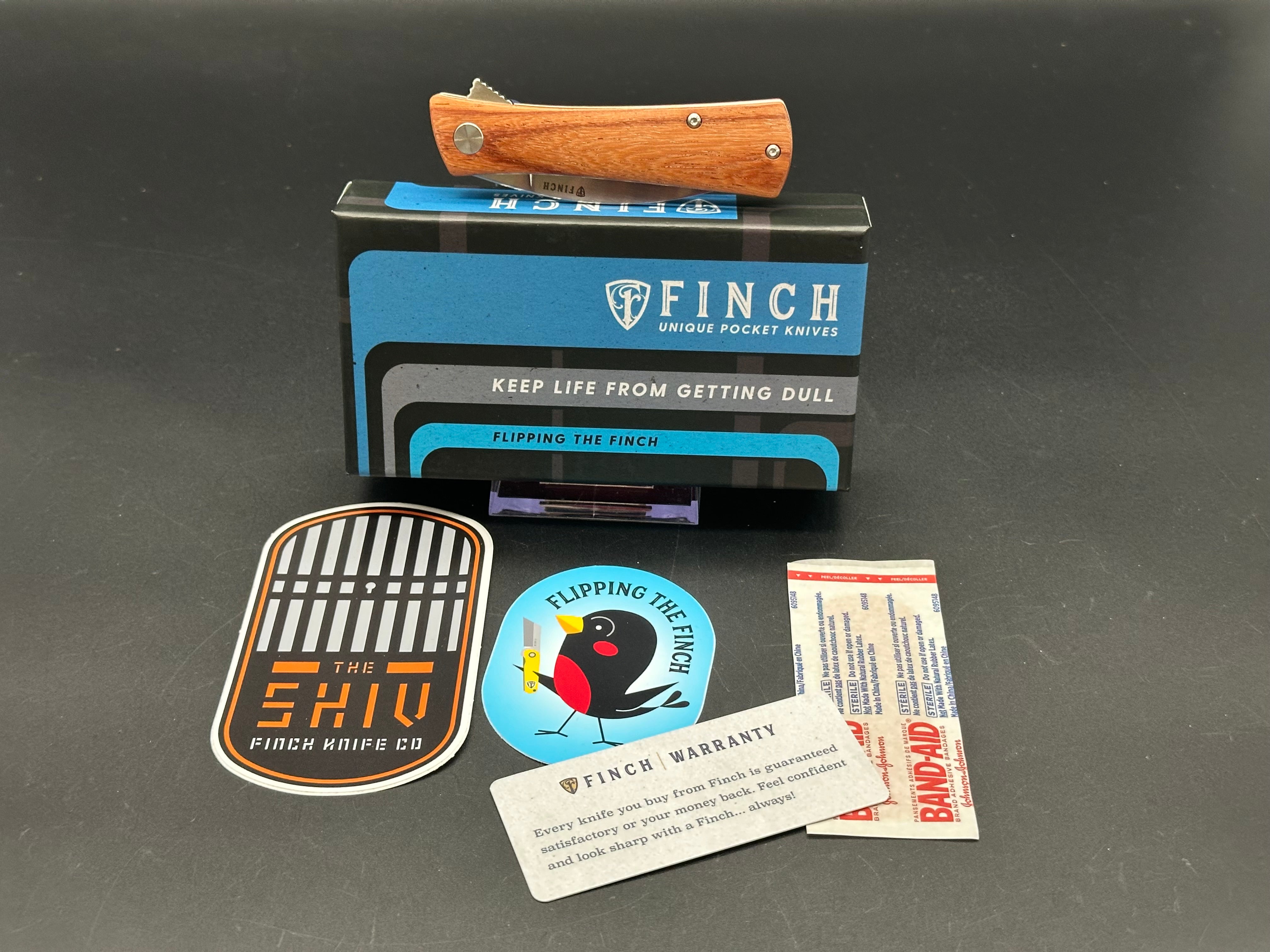 FINCH SHIV MKURUTI WOOD HANDLE 14C28N PLAIN EDGE SATIN FINISH FIN-SHIV-MK