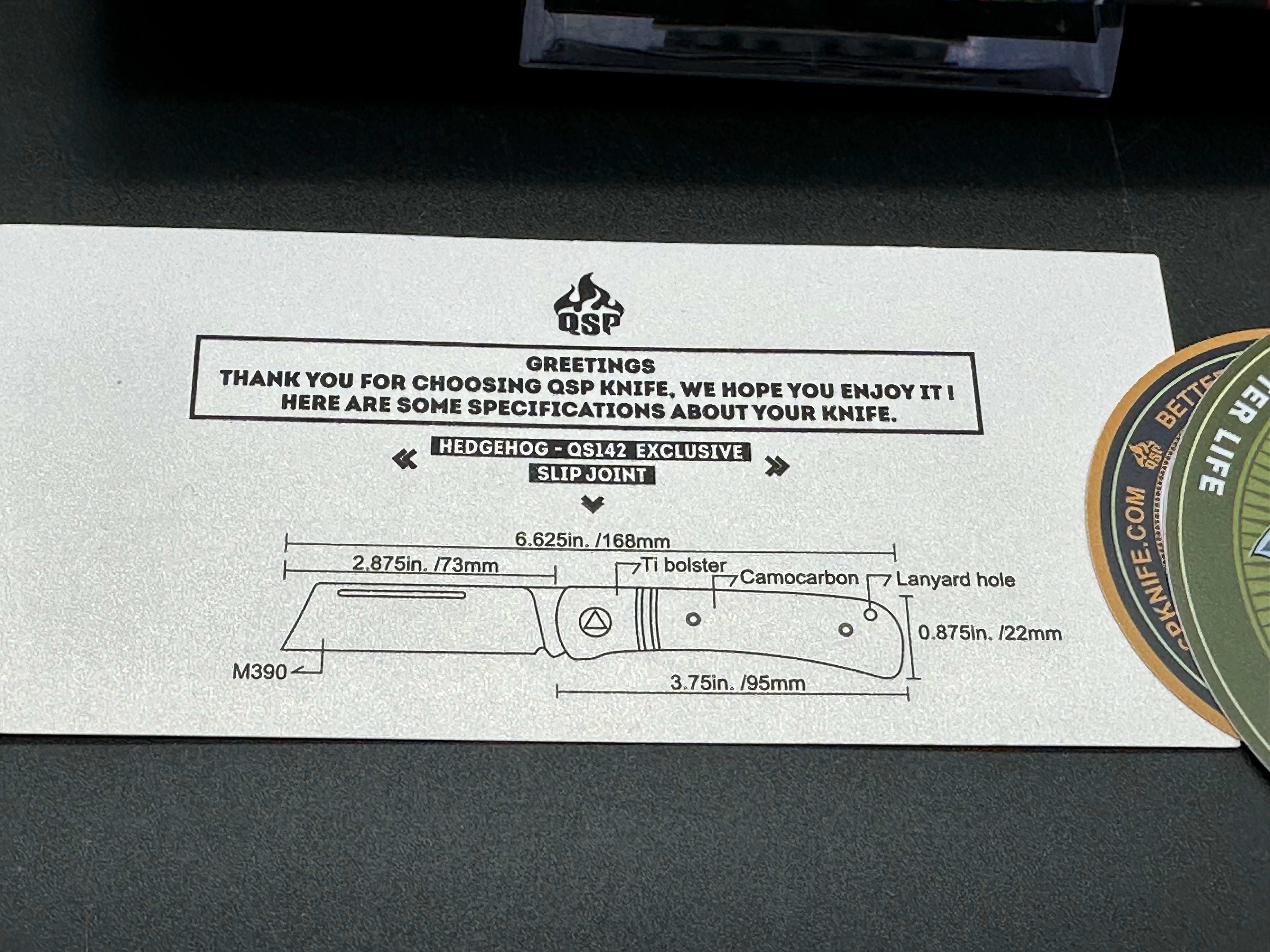 QSP Hedgehog Slip Joint (C.Risner Exclusive), 2.875" M390 Satin Blade with Gecko CamoCarbon Handle