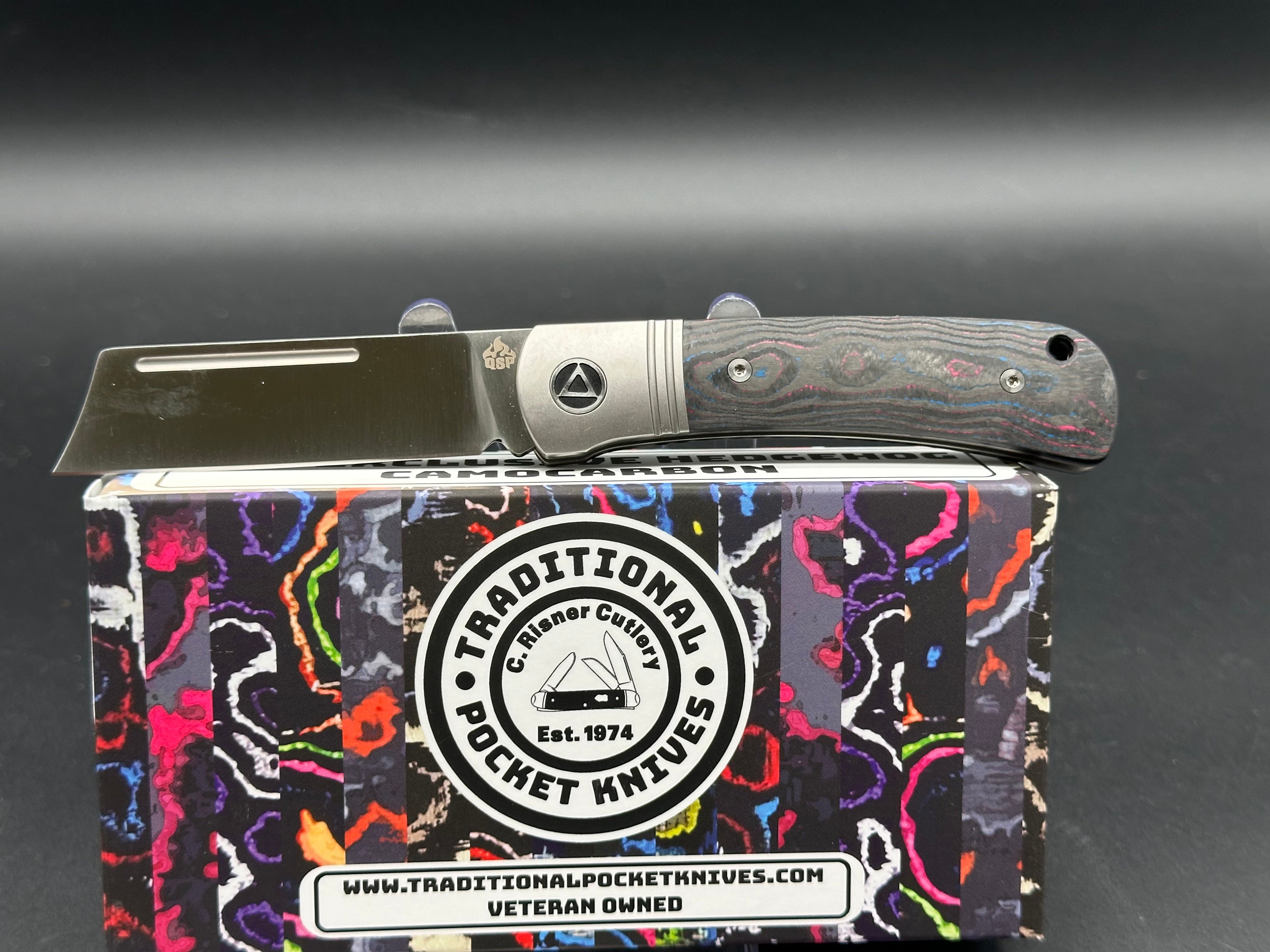 QSP Hedgehog Slip Joint (C.Risner Exclusive), 2.875" M390 Satin Blade with Miami Vice CamoCarbon Handle