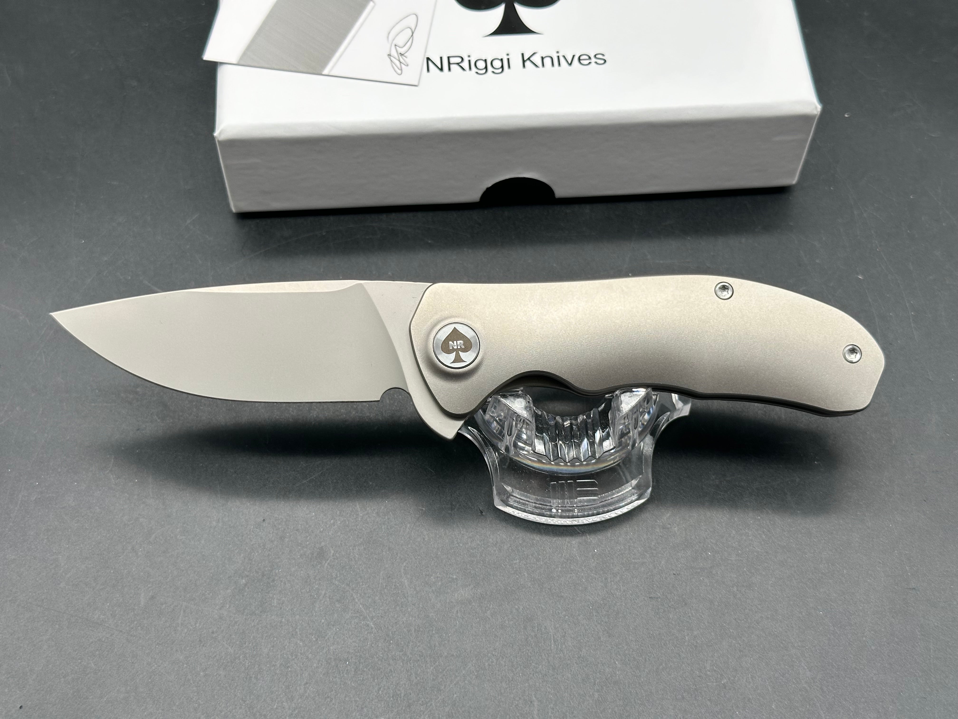 NRiggi Knives "JERSEY" Titanium Scales w/CPM 20CV bead blast blade