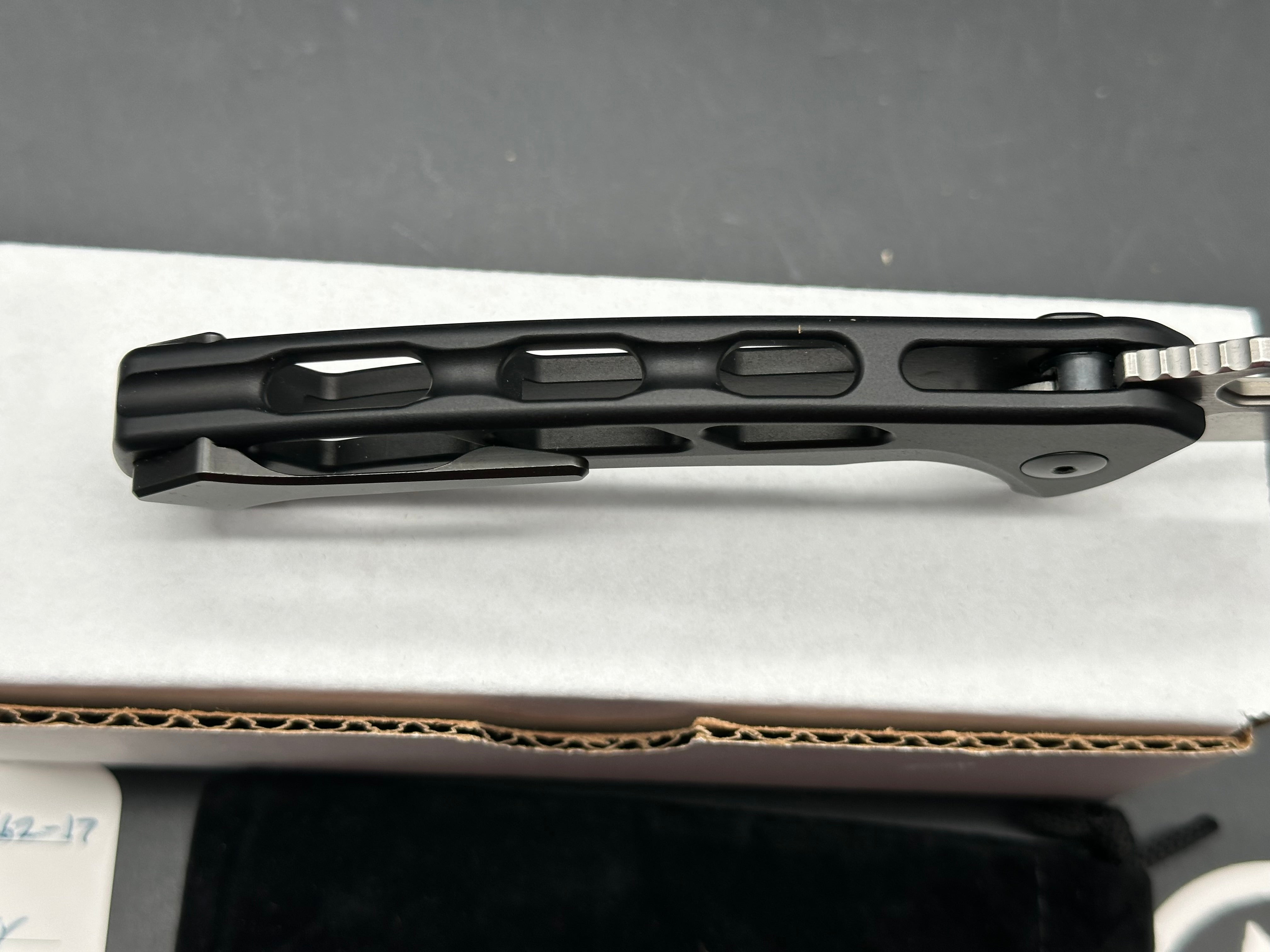 Dead Reckon Knives Ridgeback Integral Vertebrae, 3.42" CPM S45VN Stonewash Modified Clip Point Blade with Black Integral Vertebrae Aluminum Scale