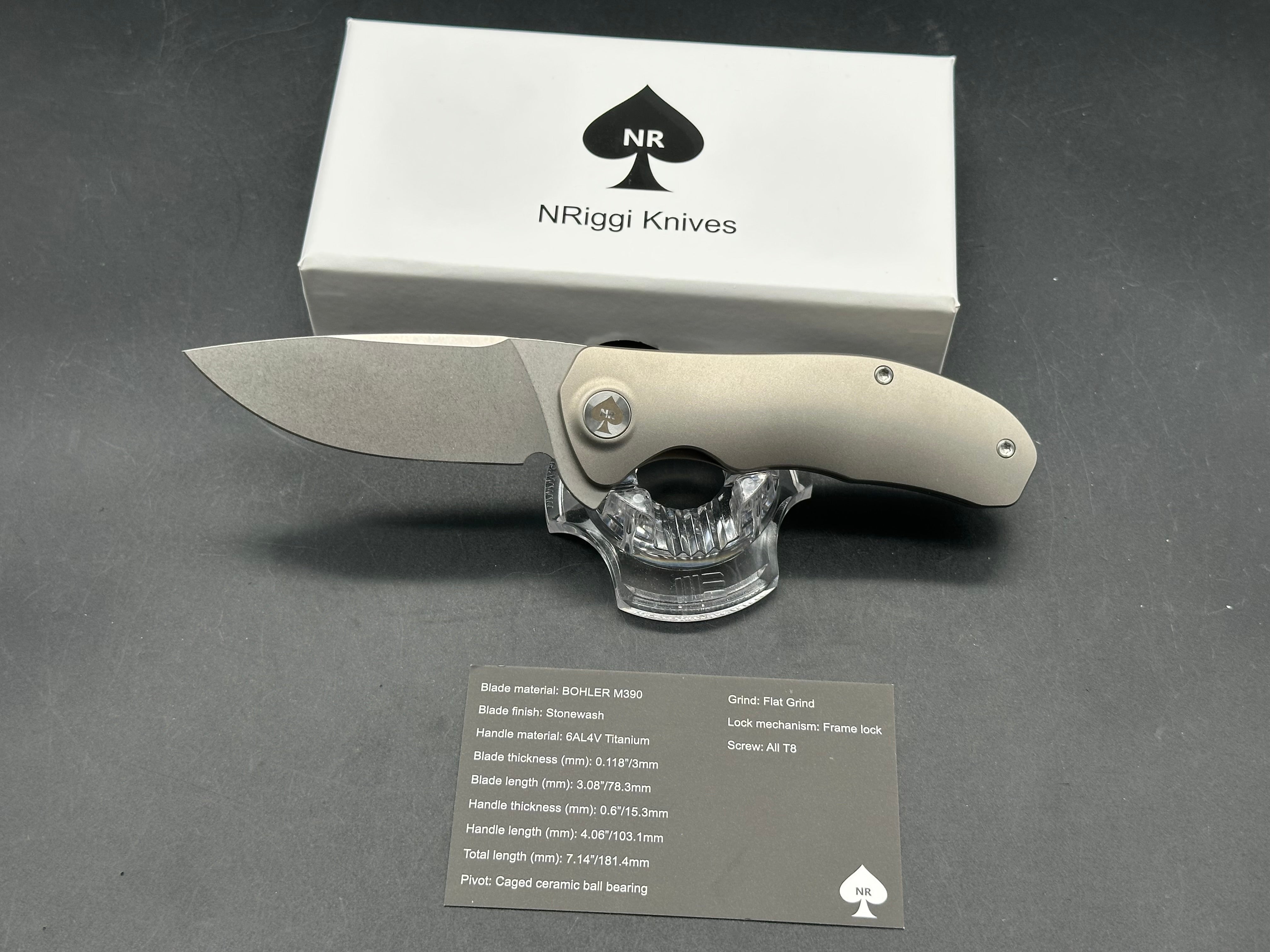 NRiggi Knives "JERSEY" Titanium handle w/M390 blade