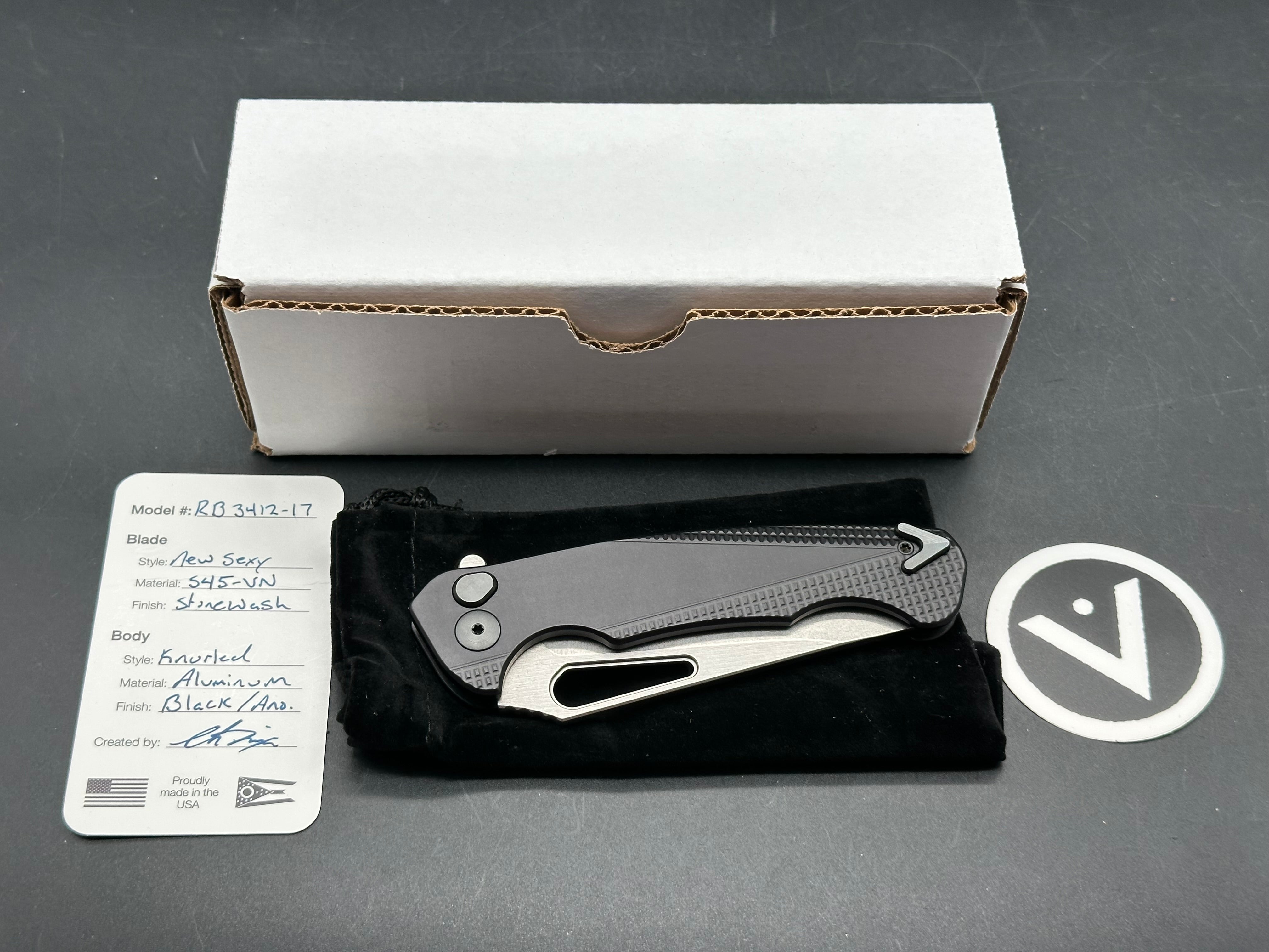 Dead Reckon Knives Ridgeback Integral Knurled, 3.42" CPM S45VN Stonewash Modified Clip Point Blade with Black Integral Knurled Aluminum Scale